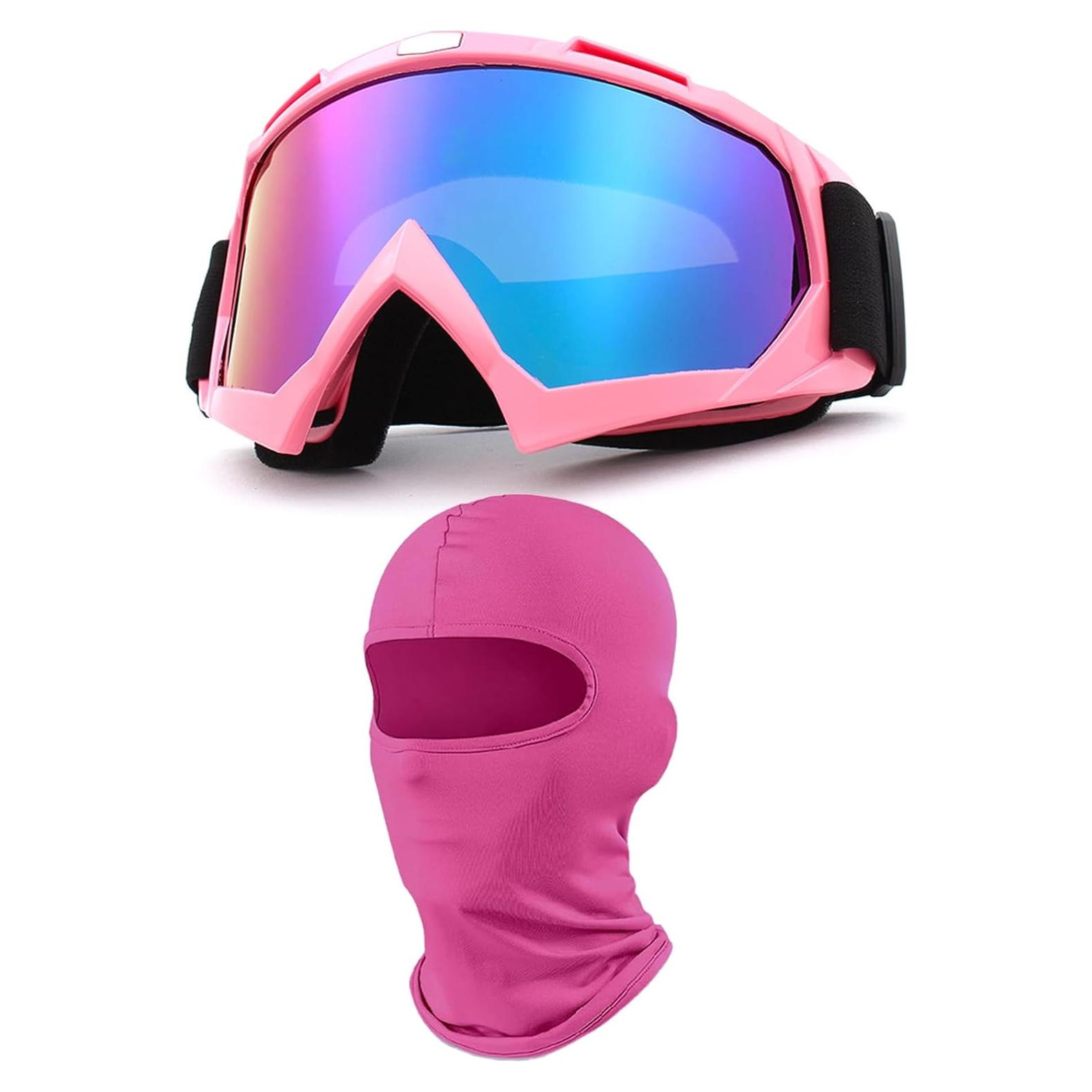 Gafas de Motocicleta Rosa Immoono con Balaclava Facial