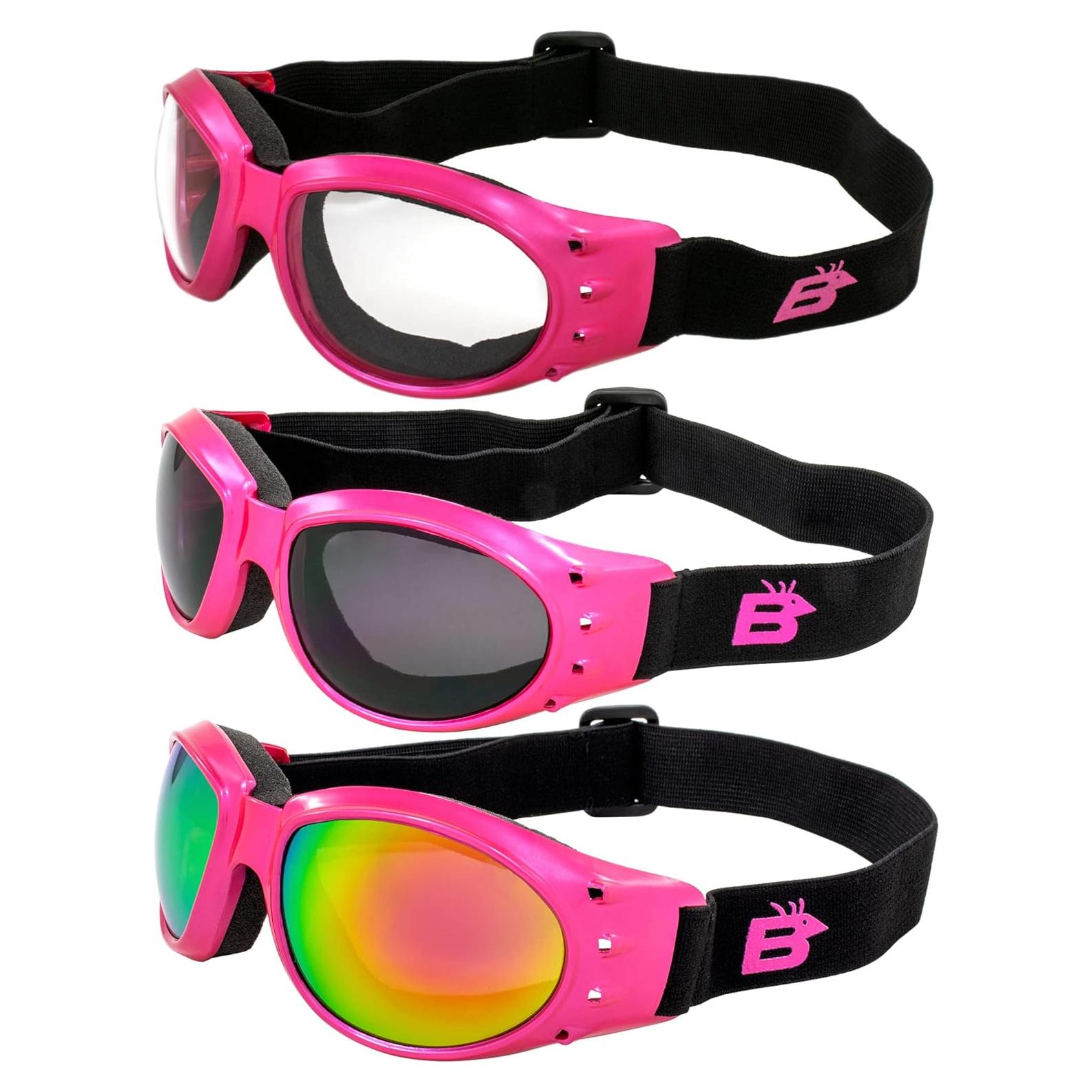 Gafas de Moto Birdz Eyewear Eagle - 3 Pares Rosa con Lentes