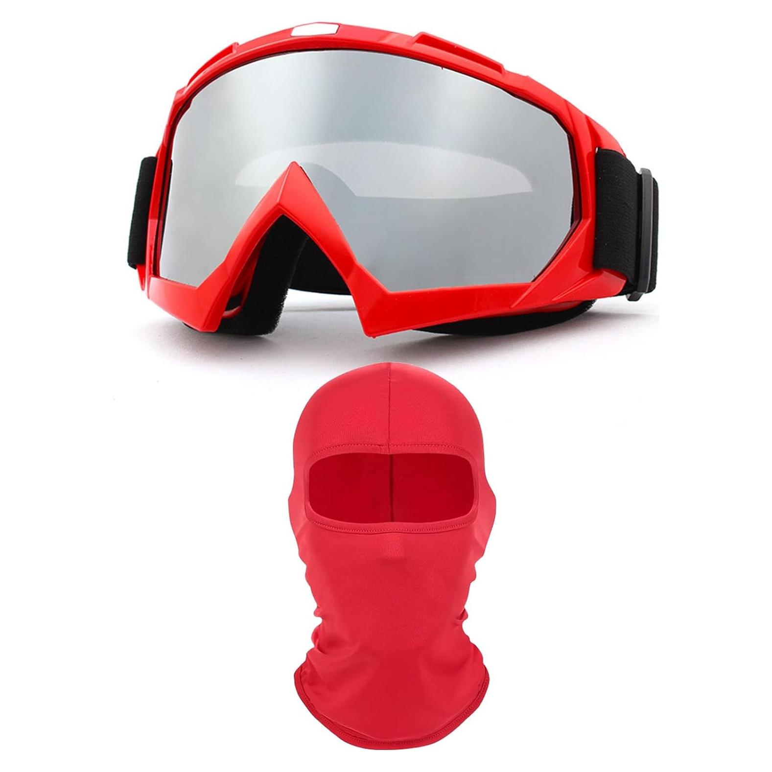 Gafas de Motocicleta Immoono con Balaclava, Lentes Plata