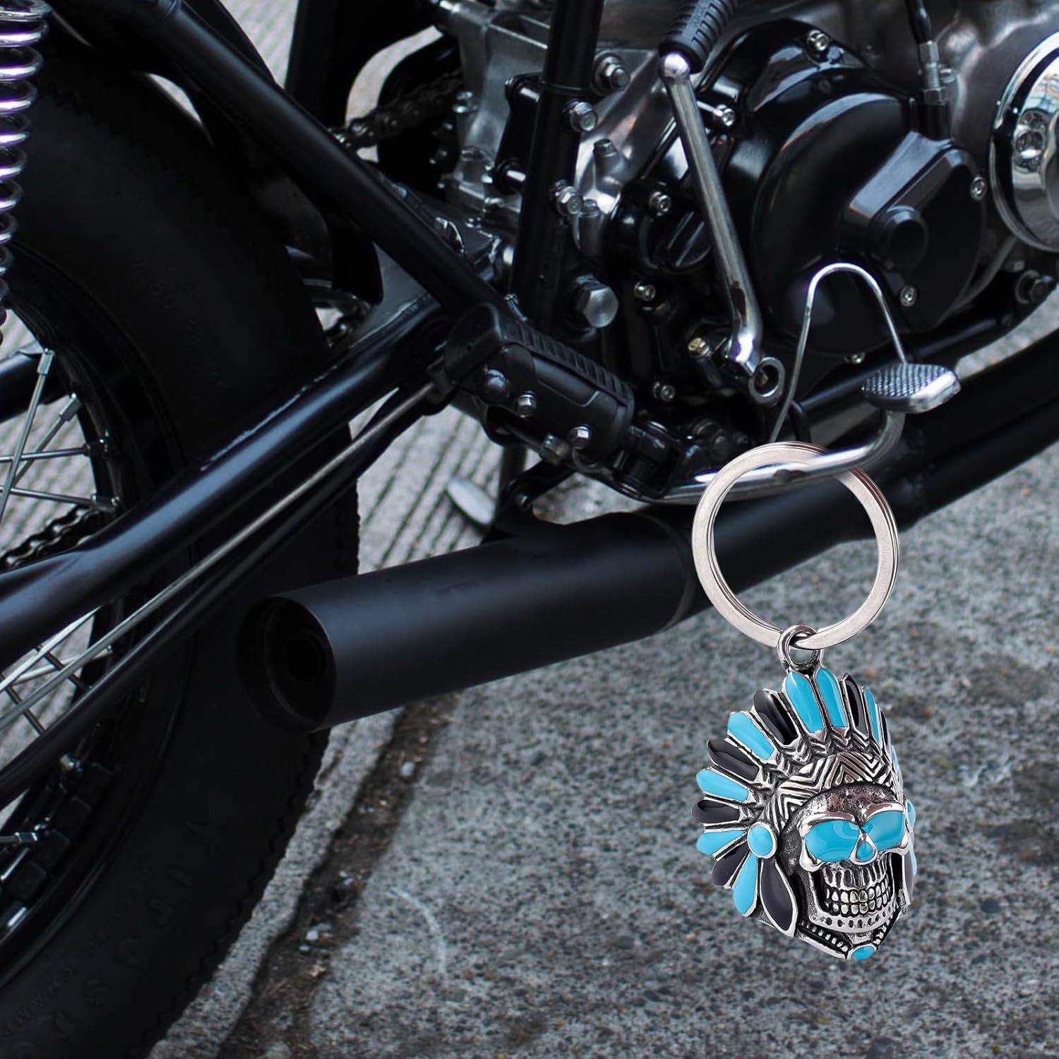 Campana de Motocicleta TEWAFOS Calavera Acero Inoxidable