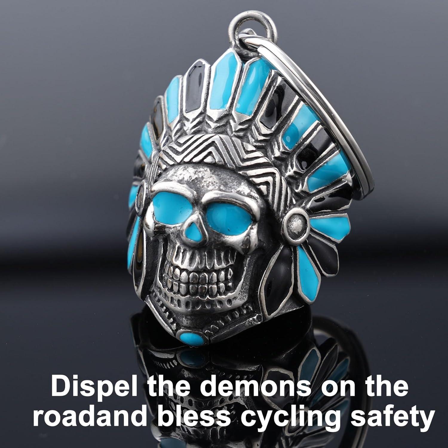 Campana de Motocicleta TEWAFOS Calavera Acero Inoxidable