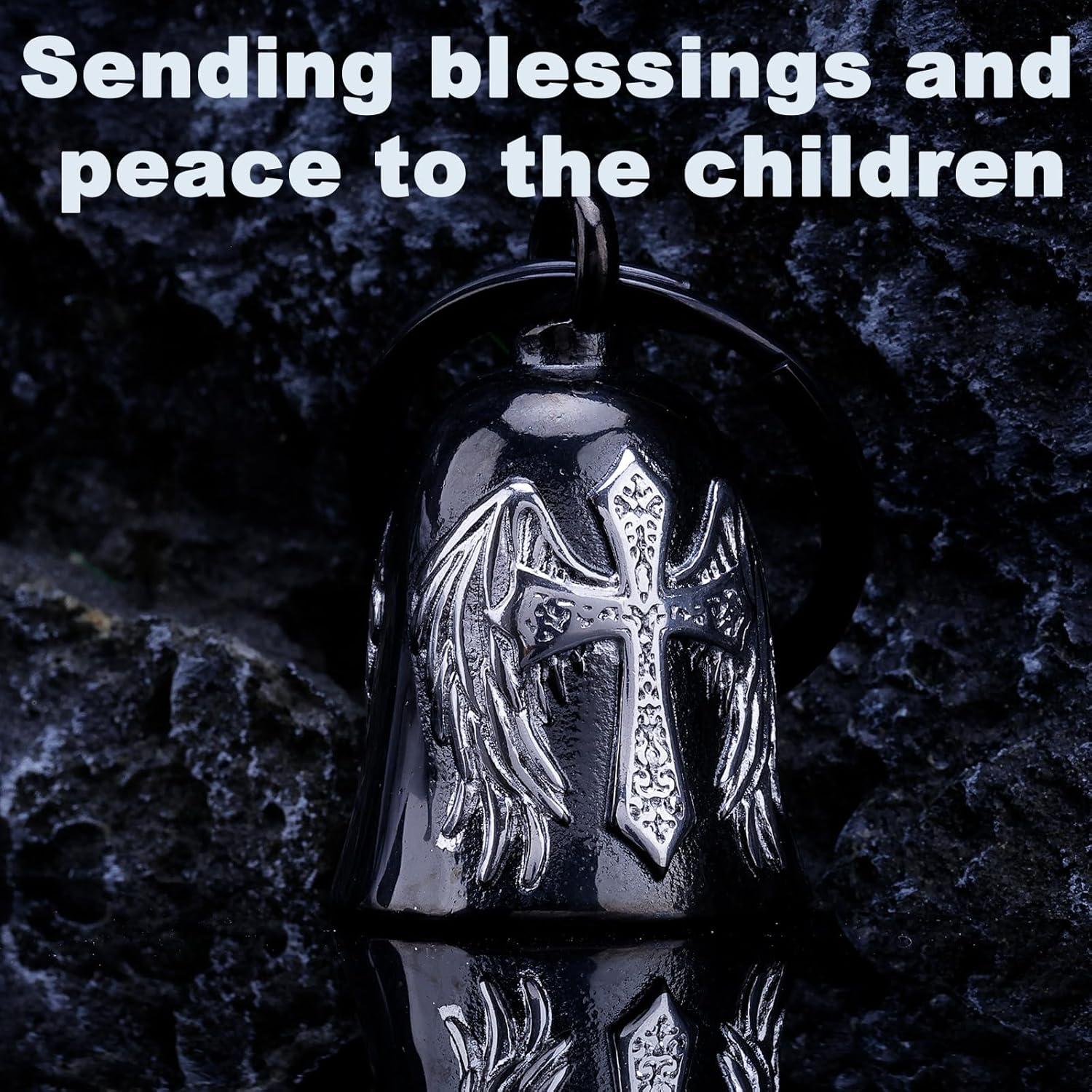 Campana de Motocicleta TEWAFOS Cruz Alada Negra Plateada