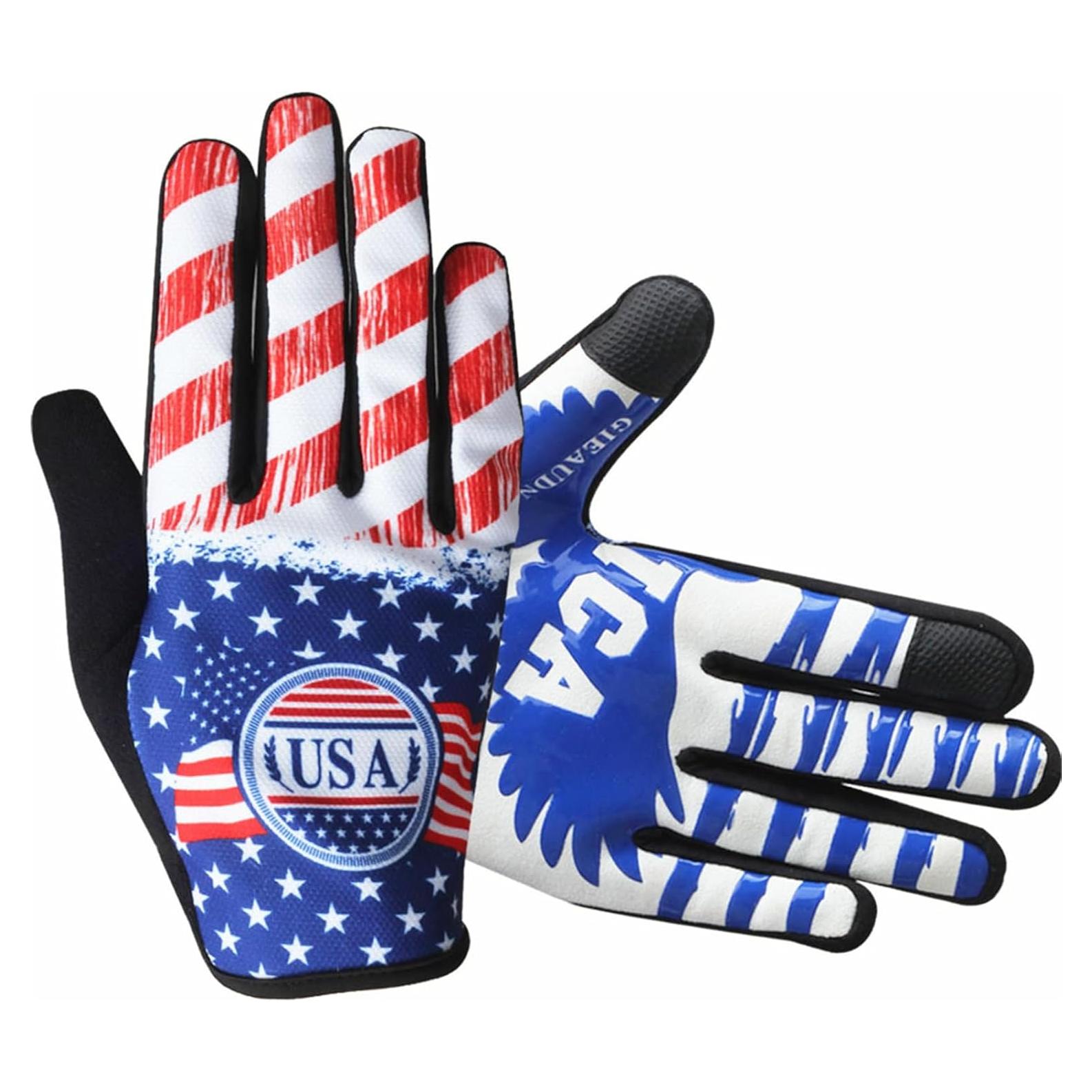 Guantes de Ciclismo EXCEREY con Bandera Americana - Microfibra