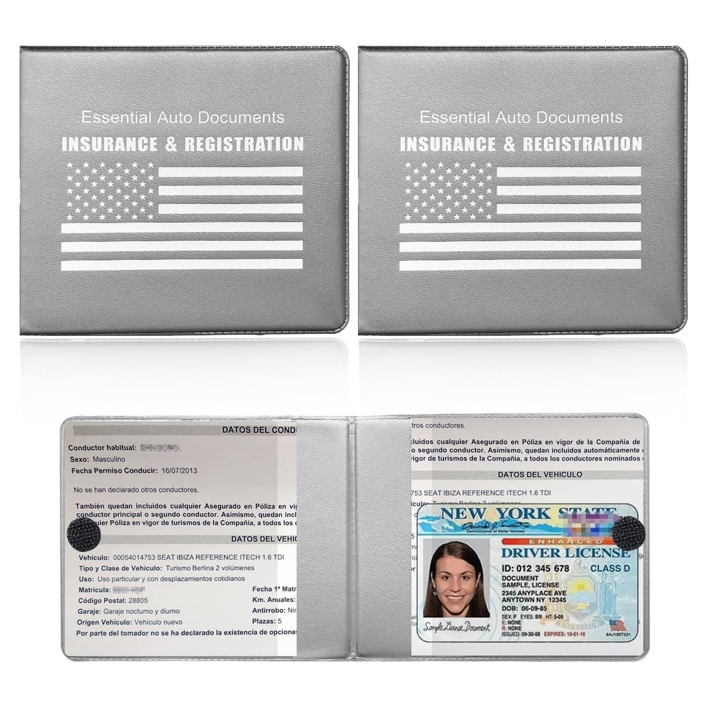 Soporte de Registro de Automóvil Ziciner 2Pack PVC Gris/Bandera