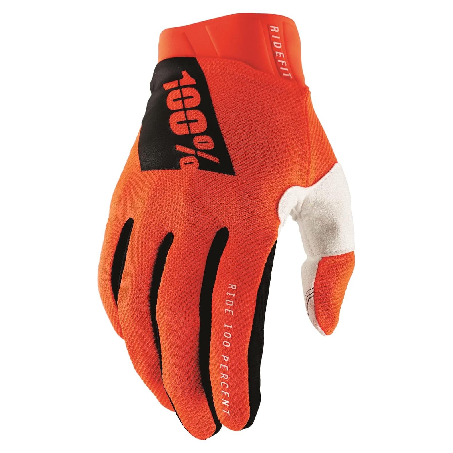 Guantes de Ciclismo 100% RIDEFIT Naranja Fluo Mediano