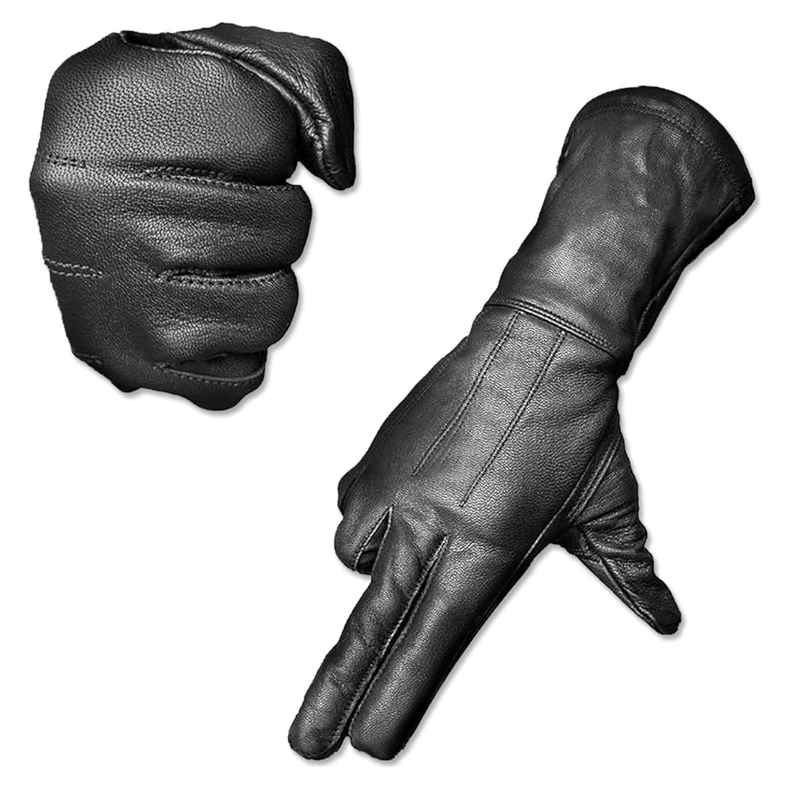 Guantes de Motocicleta Hugger de Cuero Negro Talla 3XL