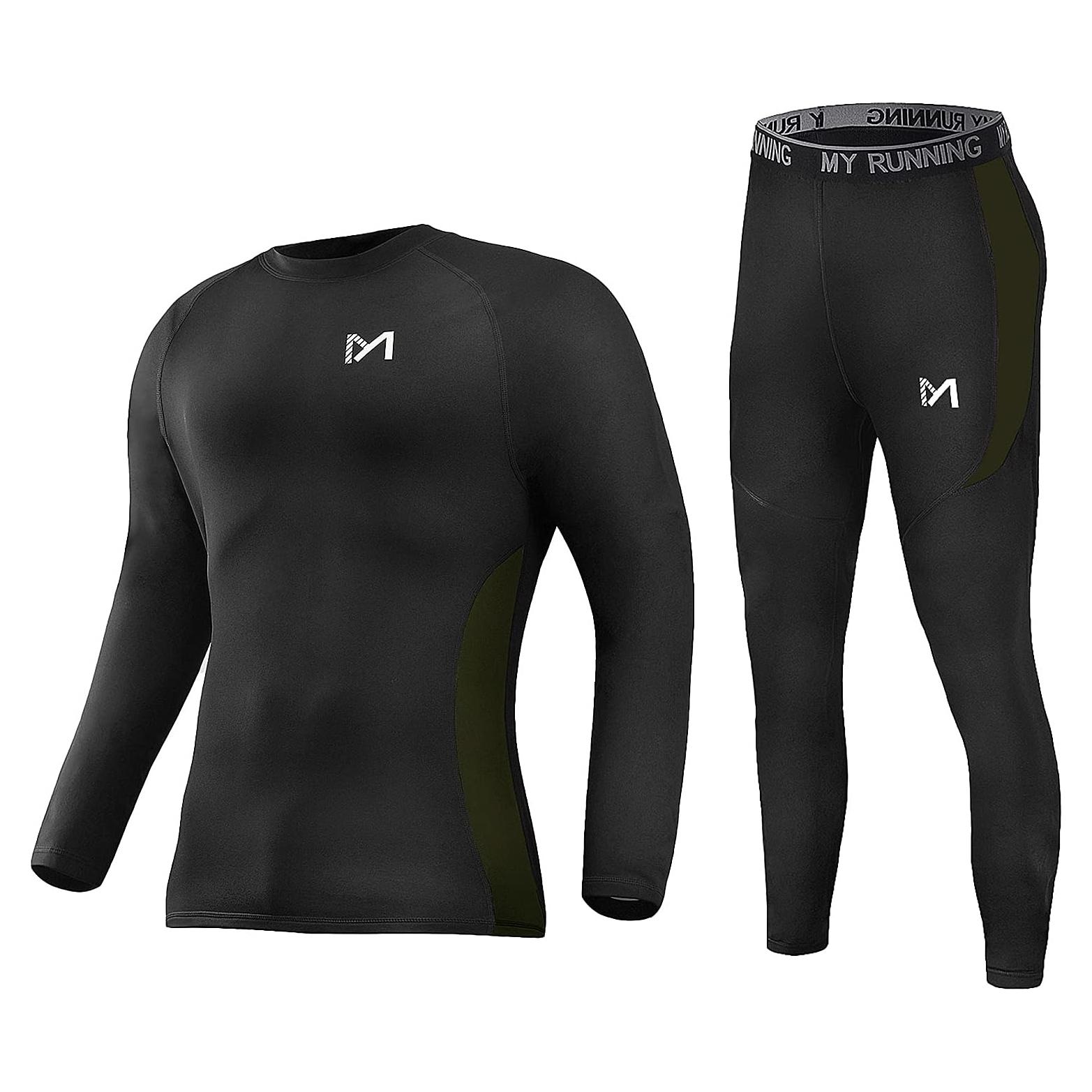 Conjunto Térmico Ropa Interior Hombre MEETYOO Long Johns Negro