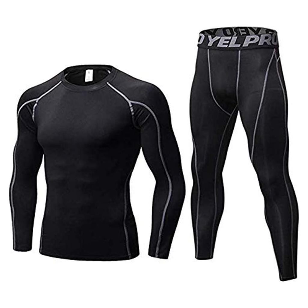 Conjunto Ropa Interior Térmica Hombre MINGHE 2PCS Negro