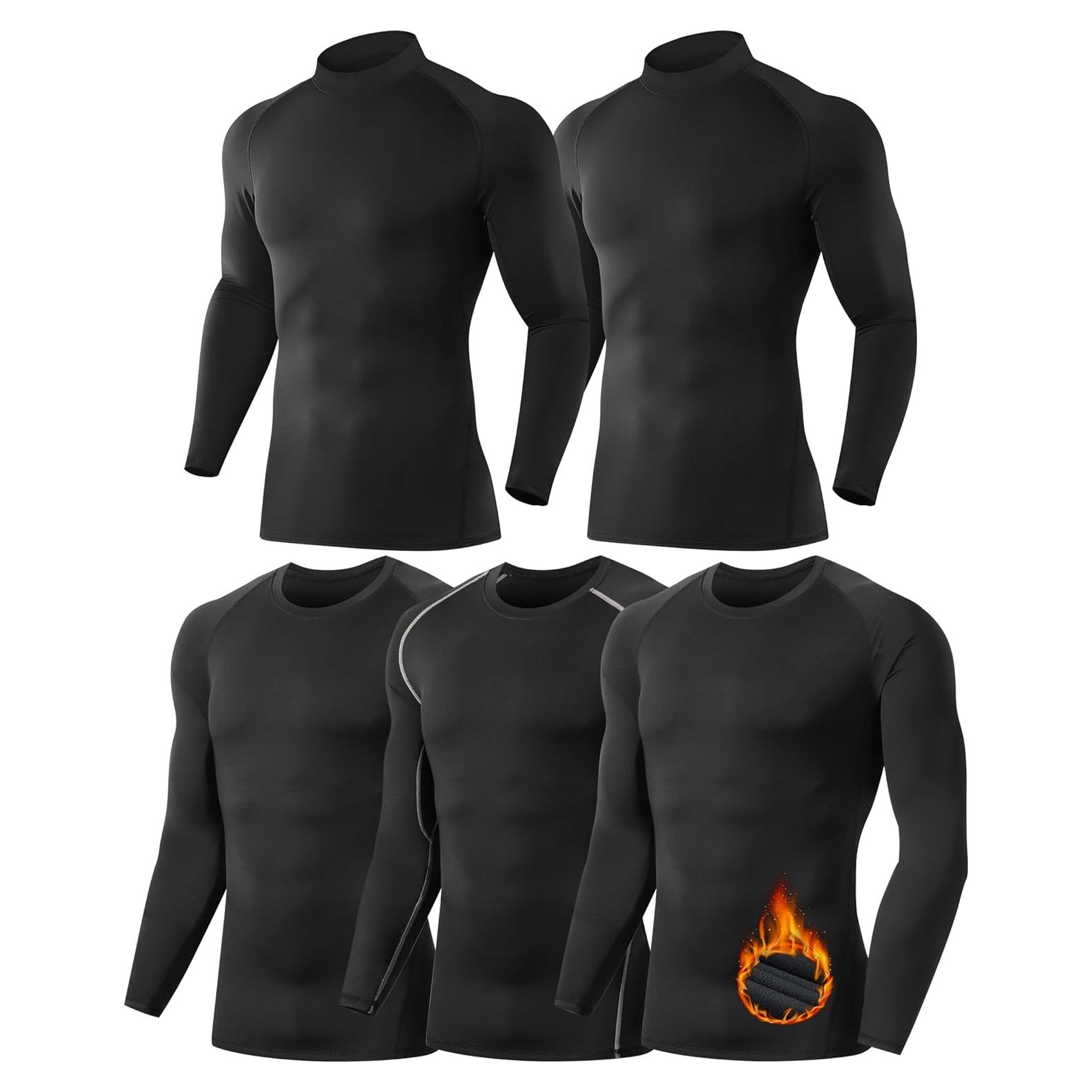 Camisetas Térmicas de Compresión TELALEO Hombre 5 Piezas