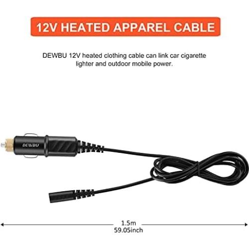 Cable de Conexión 1.5m DEWBU para Chaquetas Calefaccionadas 12V