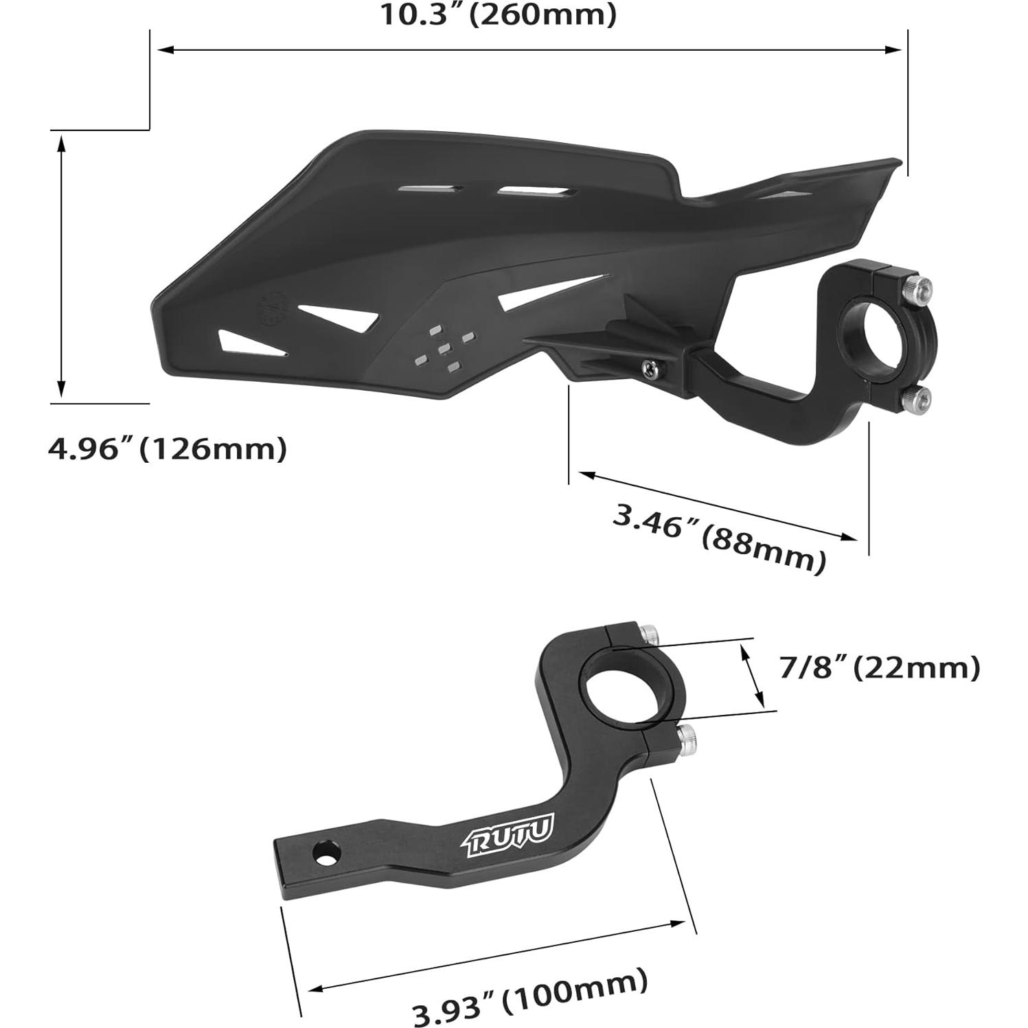 Protectores de Manos RUTU para Motocicleta 22mm - Negro
