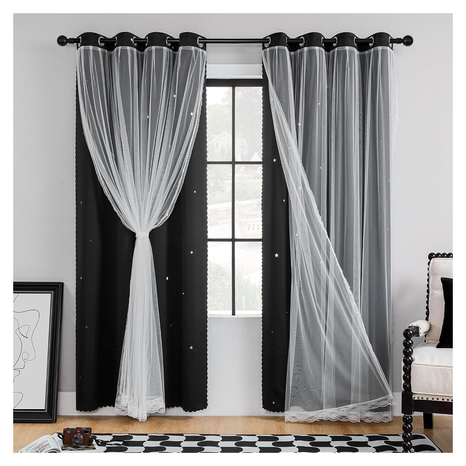 Cortinas Opacas XiDi 132 cm x 183 cm con Estrellas