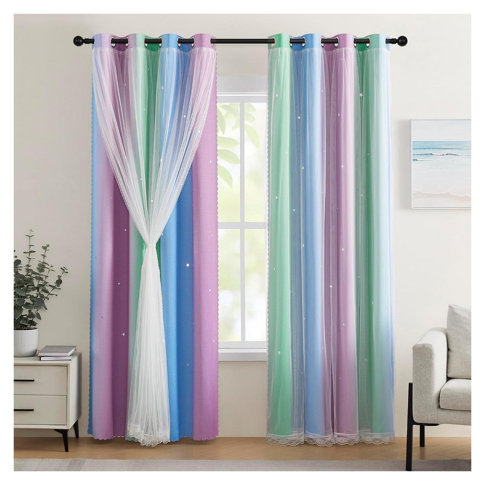 Cortina Opaca XiDi Arcoíris para Niñas 34x63 cm