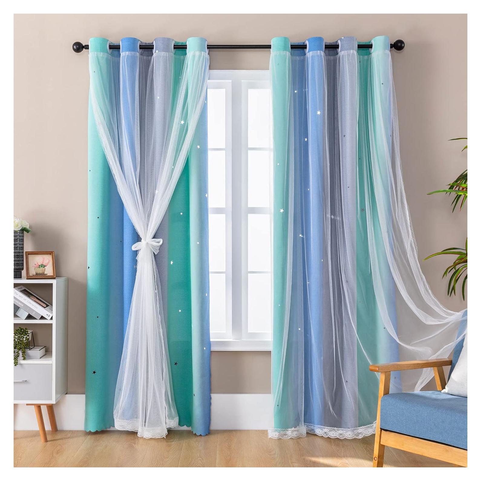 Cortina Opaca XiDi Arcoíris para Dormitorio de Niñas