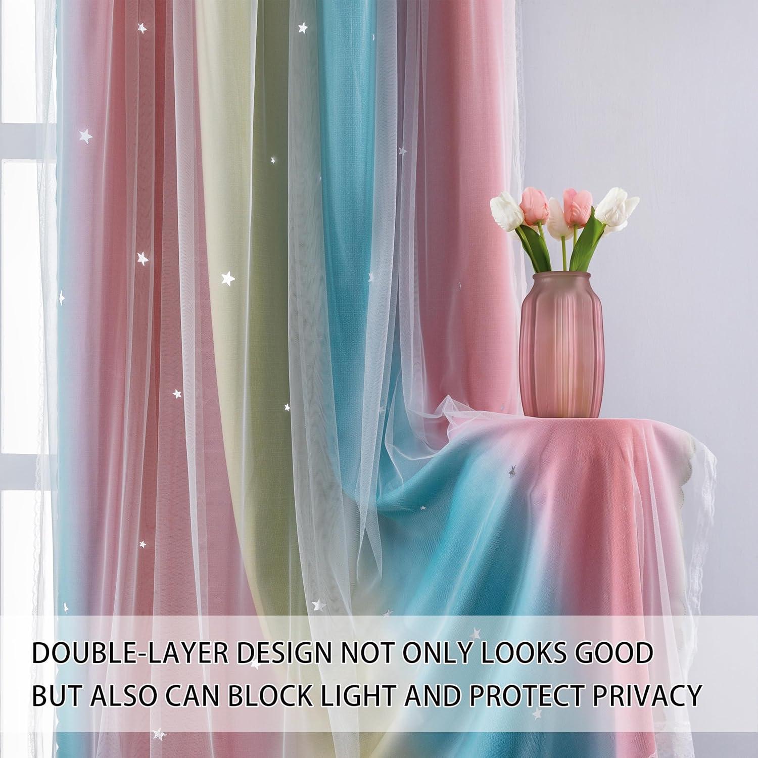 Cortina Opaca XiDi Arcoíris para Niños Rosa Azul 52x72 cm