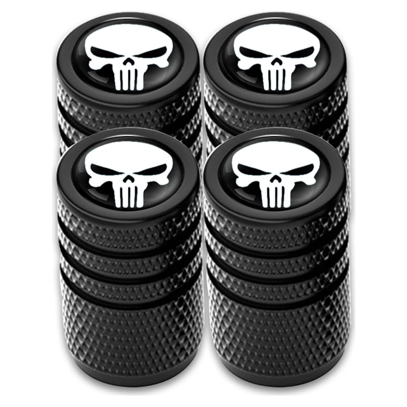 4 Tapas de Válvula de Neumático Sodcay Calavera Blancas