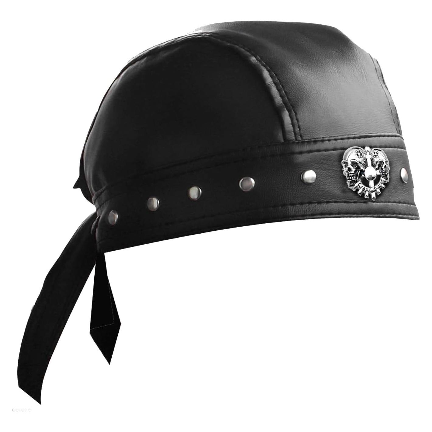 Bandana de Ciclismo Doo Rags Cuero Negro Ajustable Talla Única