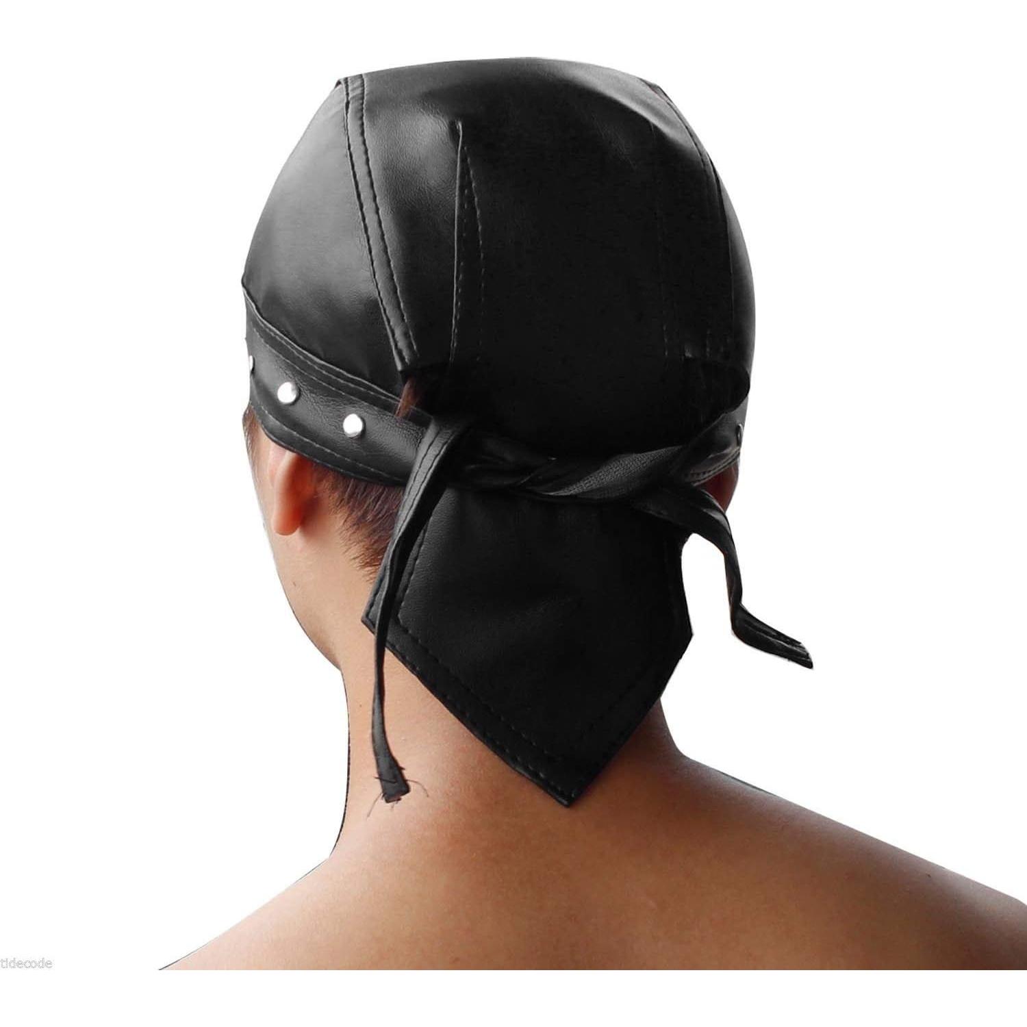 Bandana de Ciclismo Doo Rags Cuero Negro Ajustable Talla Única