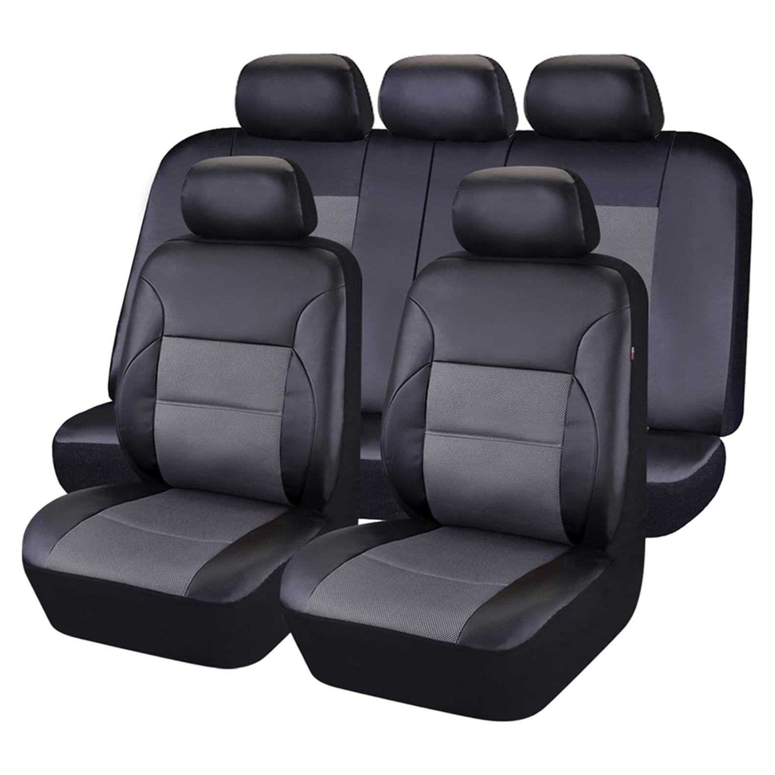 Fundas de Asiento CAR PASS PU Cuero Sintético Universal Negro y Gris