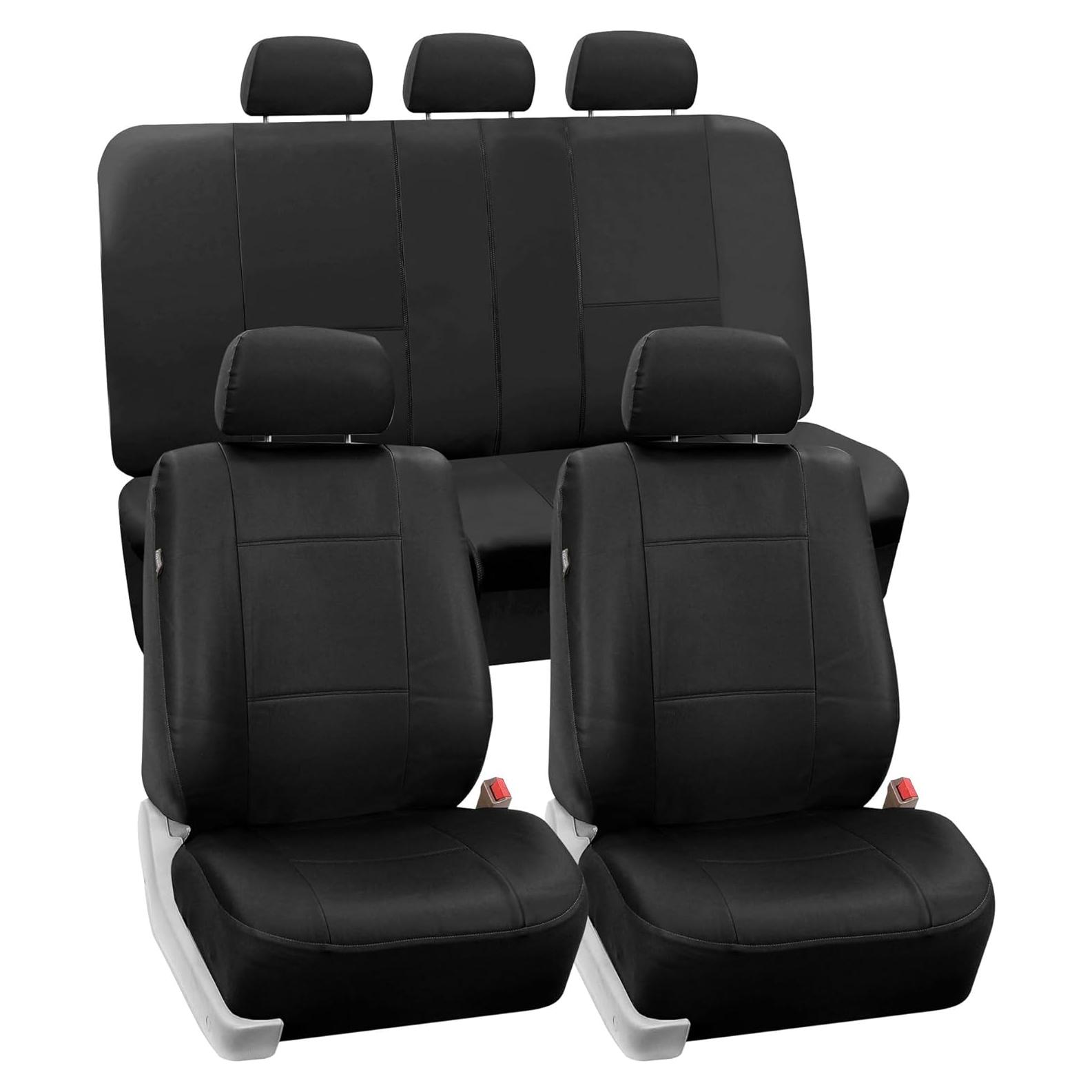 Fundas de Asiento de Coche FH Group PU002BLACK115 - Ajuste Universal, Respaldo Bajo, Negro