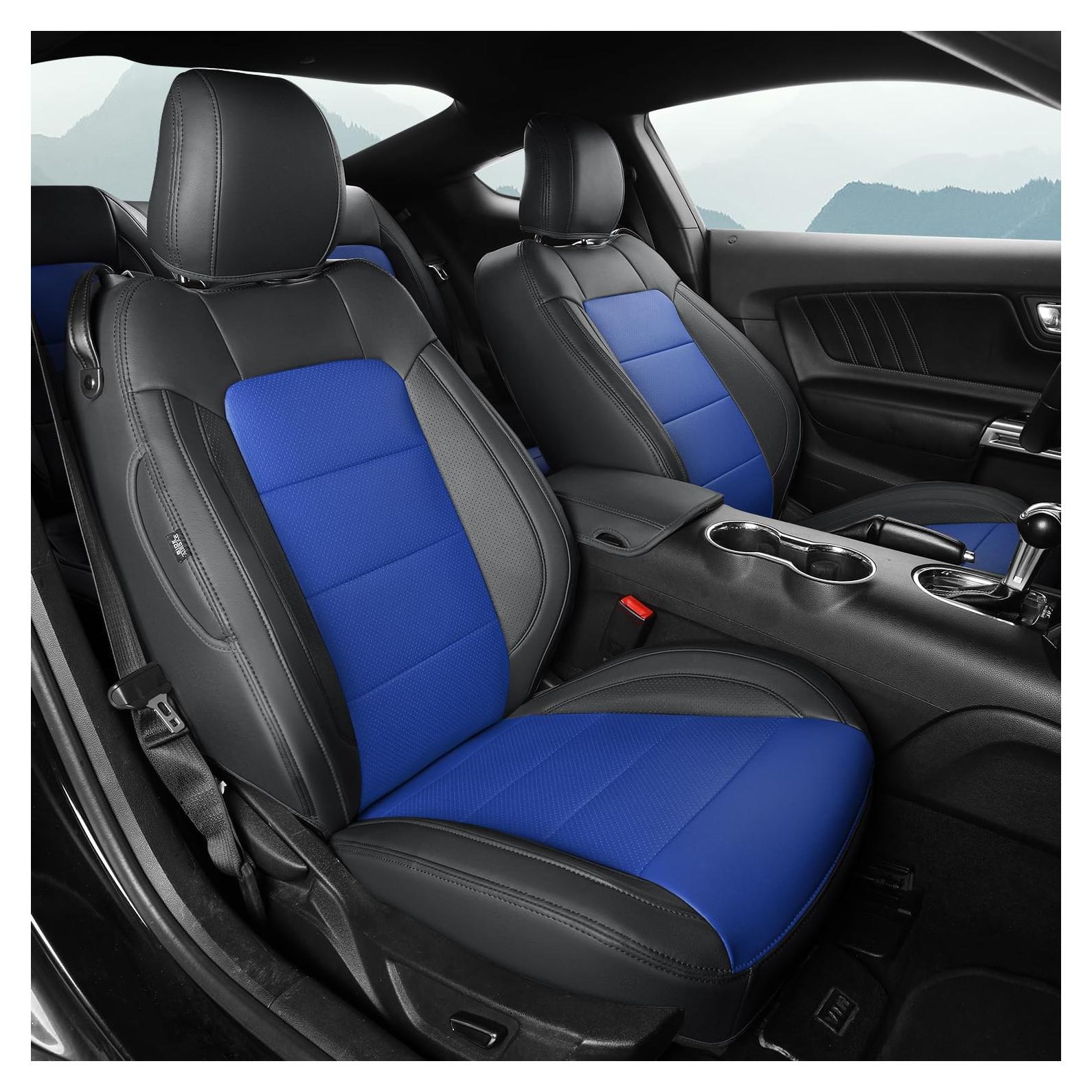 Fundas de Asiento Personalizadas GIANT PANDA para Ford Mustang 2015-2025 - Negro y Azul