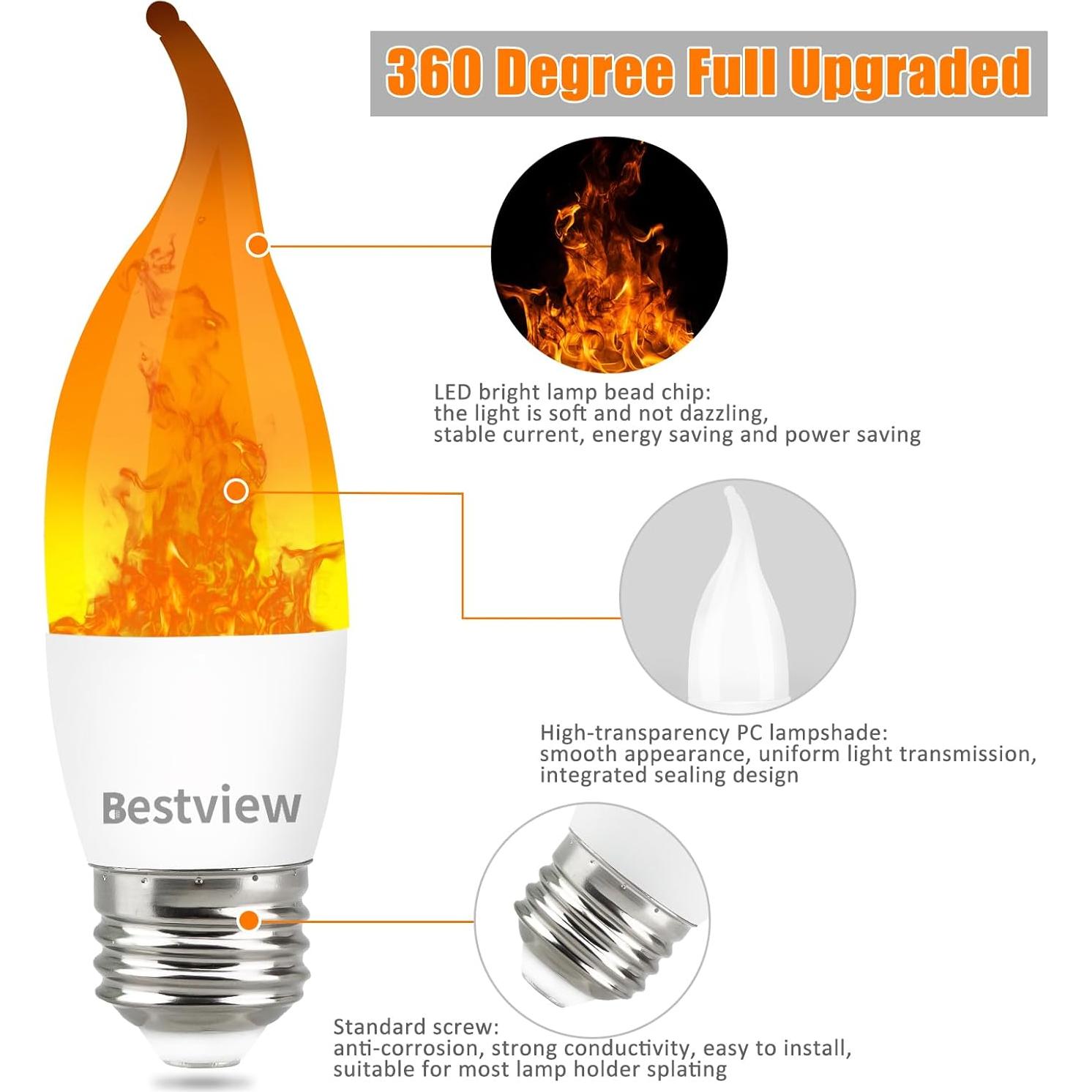 Bombillas LED E26 Bestview Efecto Llama 2 Piezas 13 cm