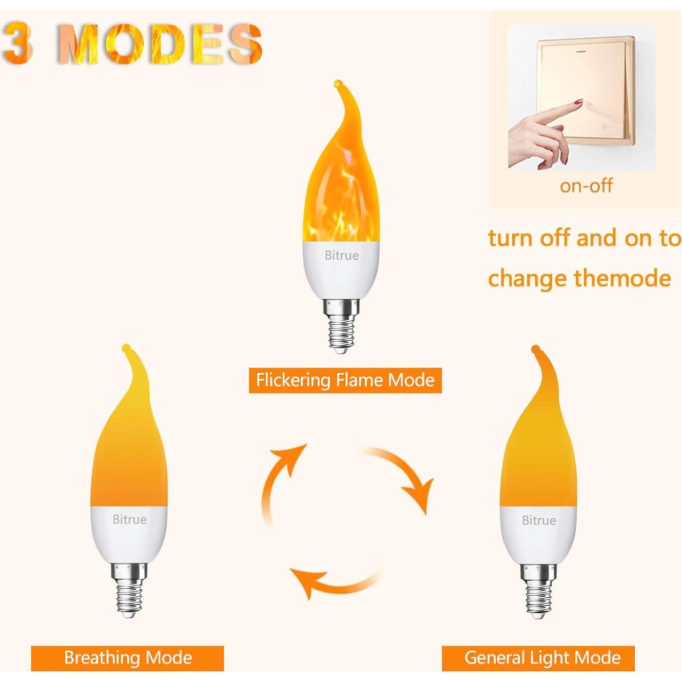 Bombilla LED de Llama Bitrue E12 - 3 Modos, 2 Paquete