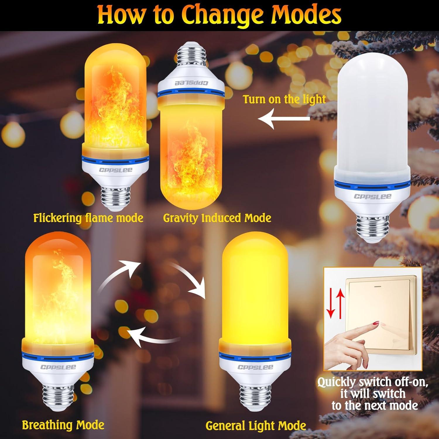 Bombillas LED de Llama CPPSLEE E26 Amarillo 2 Paquete 3W