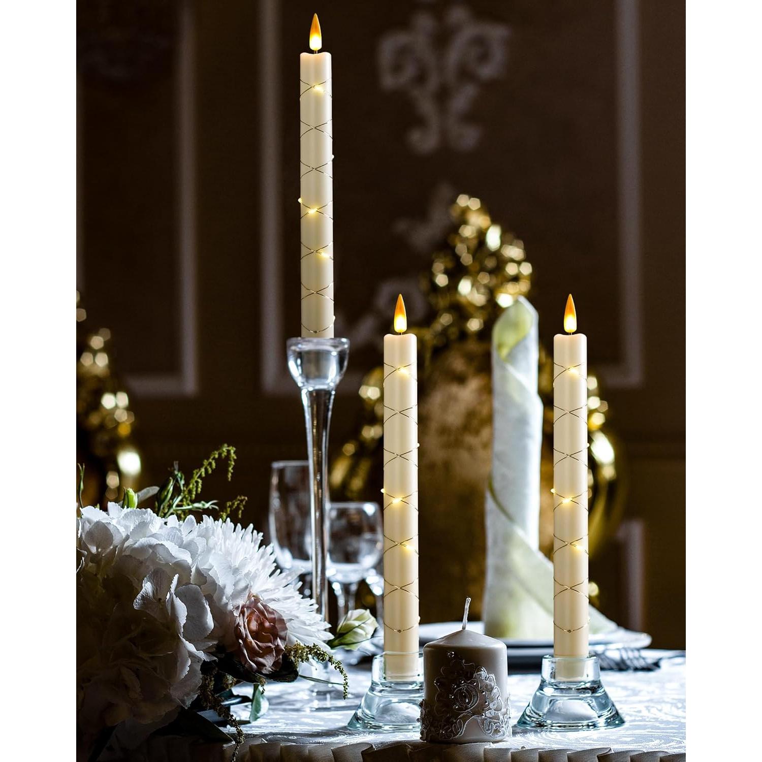 Juego de 3 Velas LED Sin Llama Da by 9.6" con Control Remoto