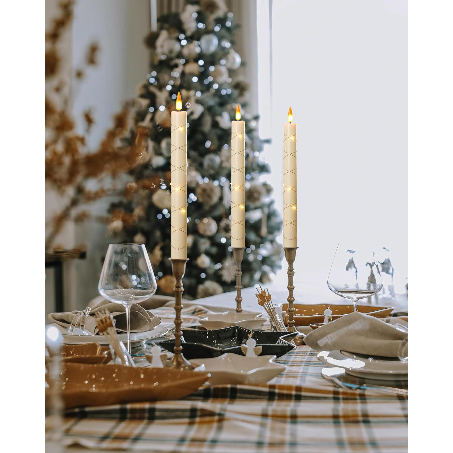 Juego de 3 Velas LED Sin Llama Da by 9.6" con Control Remoto