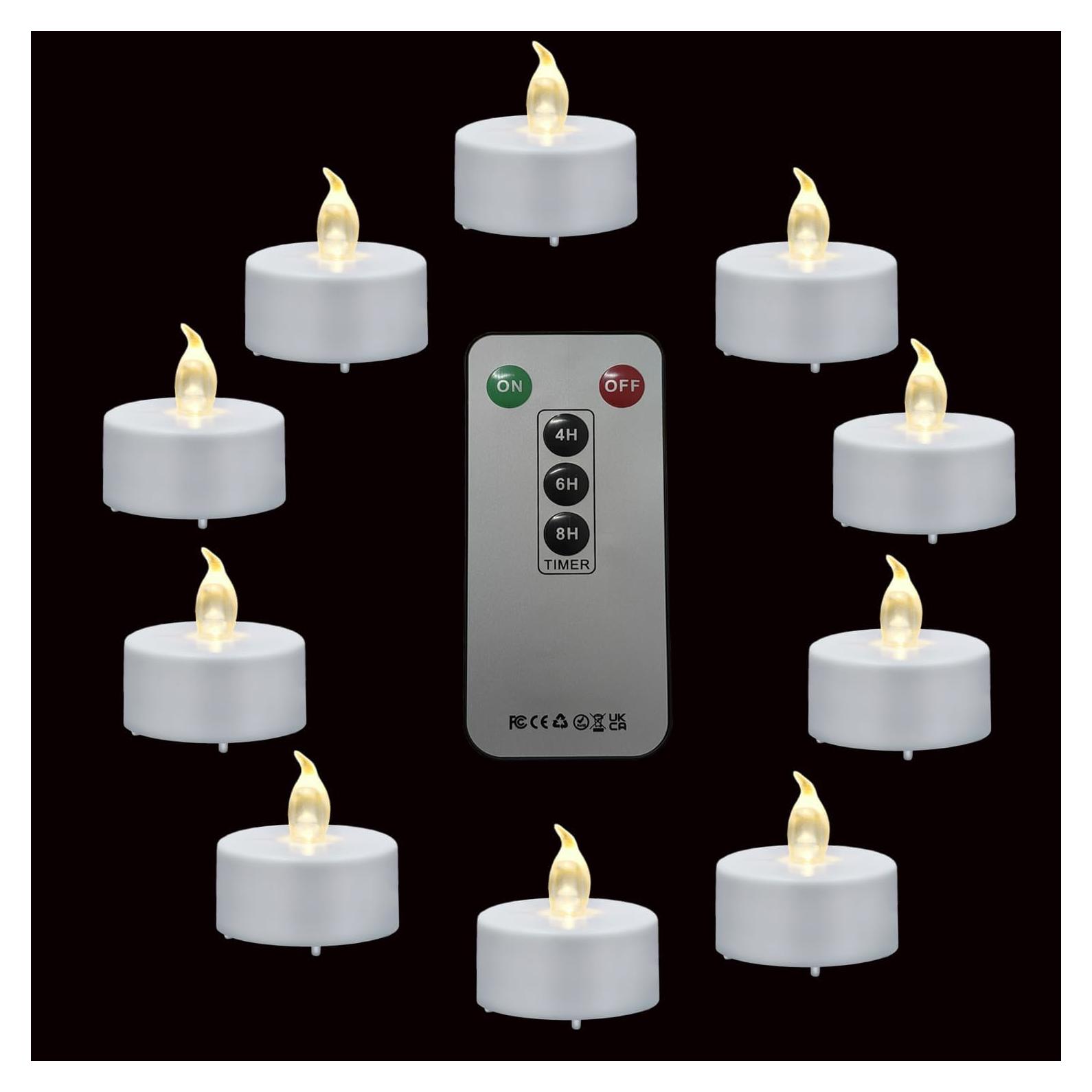 Luces LED de té con control remoto 12 Pack - Blanco cálido