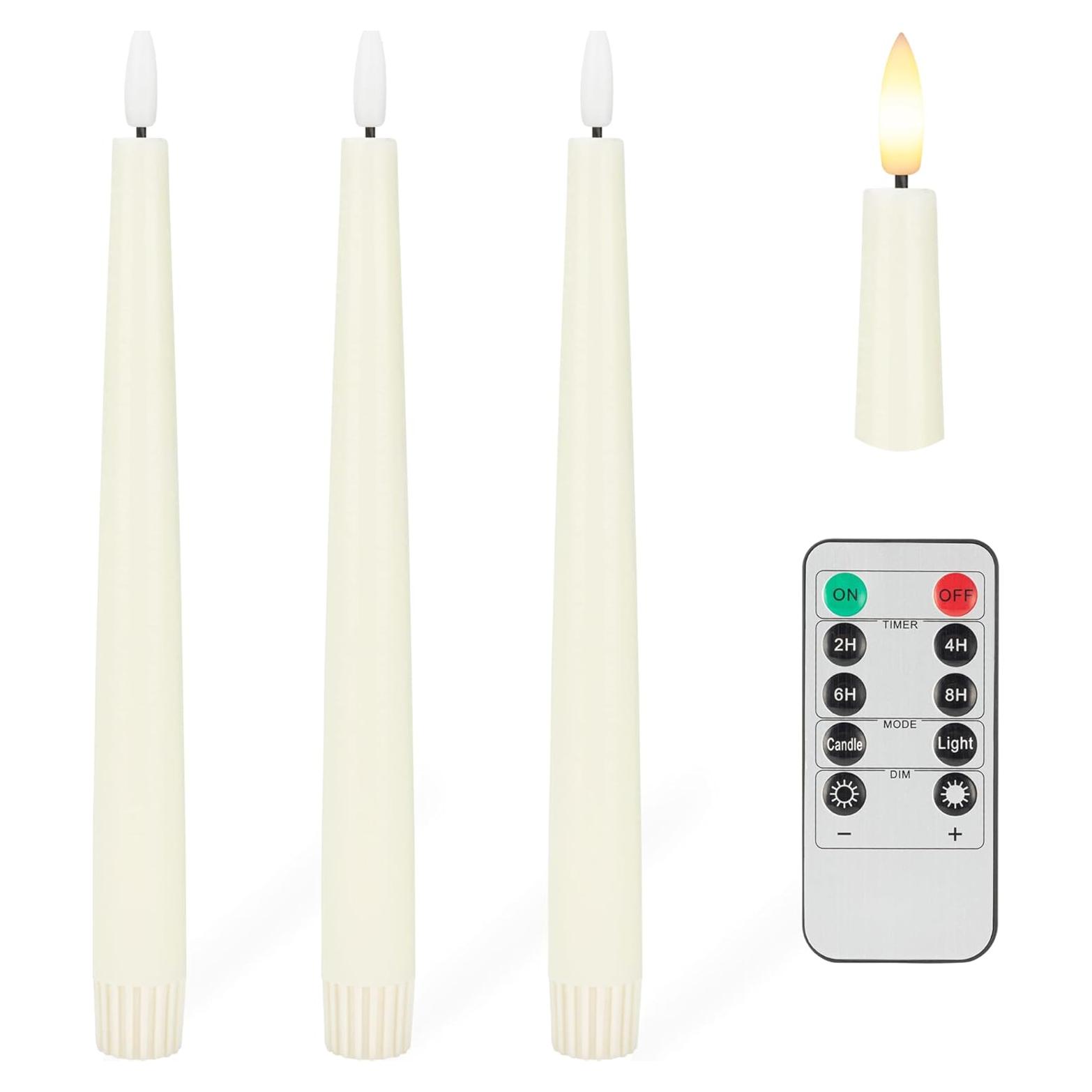 Velas Taper LED AFINETH 24.4 cm Sin Llama con Control Remoto