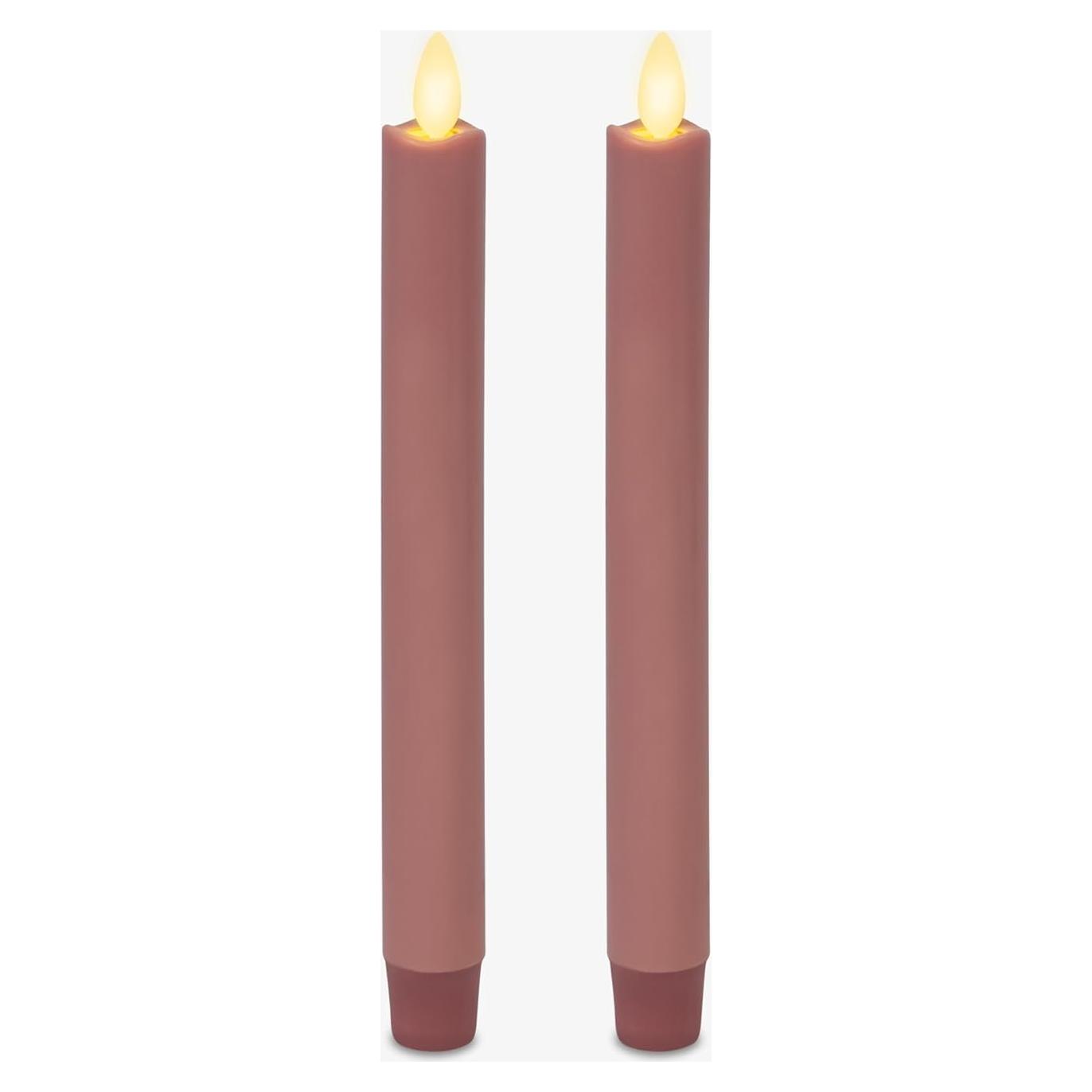 Luminara Vela Taper LED Sin Llama Rosa Beige - Paquete de 2