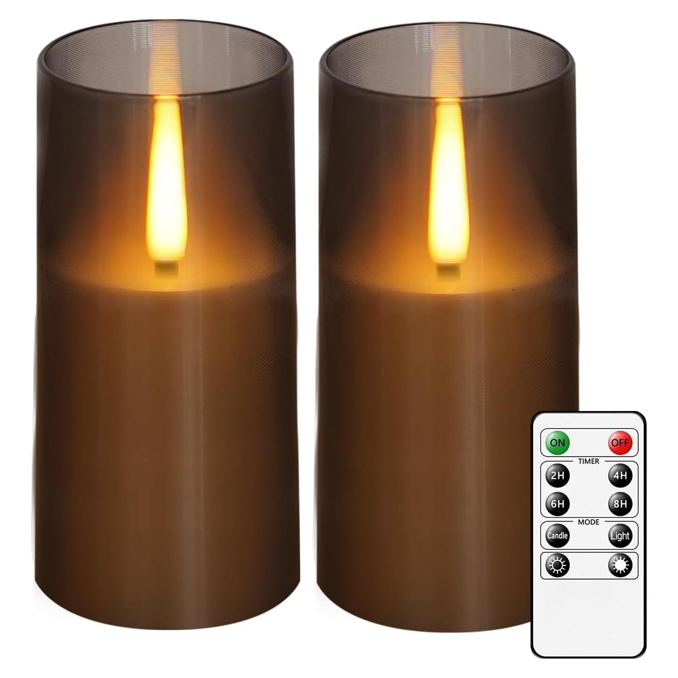 Velas LED sin llama JINYANIA con control remoto y temporizador