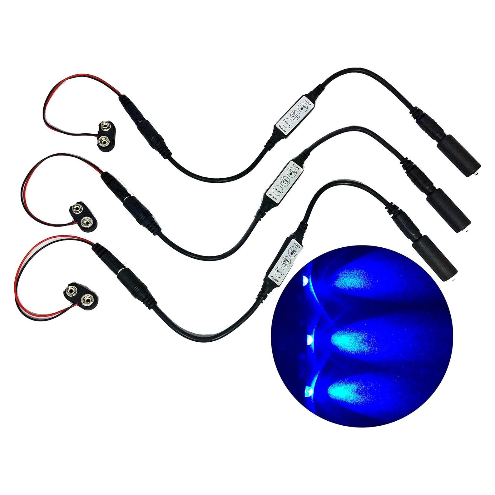 Paquete de 3 Luces LED Azul Estroboscópicas con Control