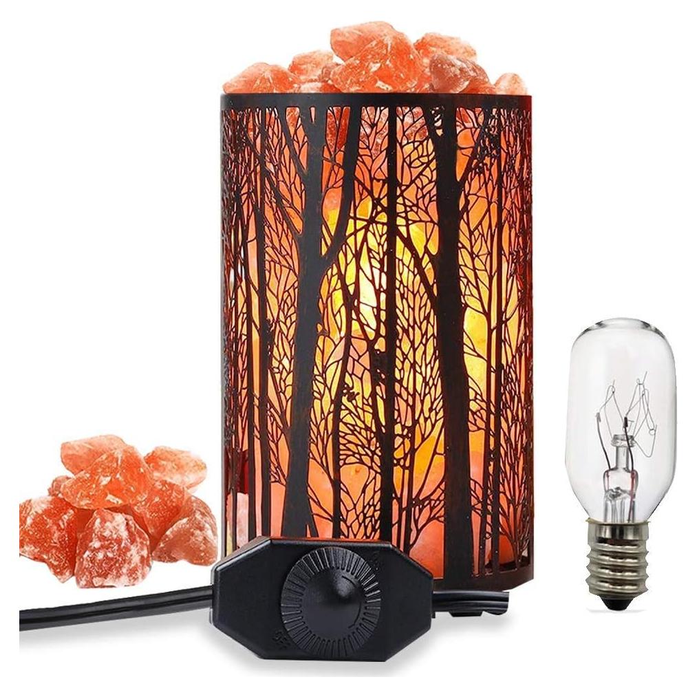 Lámpara de Sal Natural Shineled con Cesta de Metal 25W Rojo