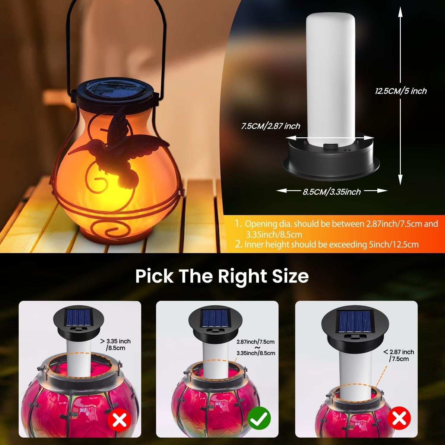 Paquete de 2 tapas de luz solar Babineto con llama LED 8.51 cm