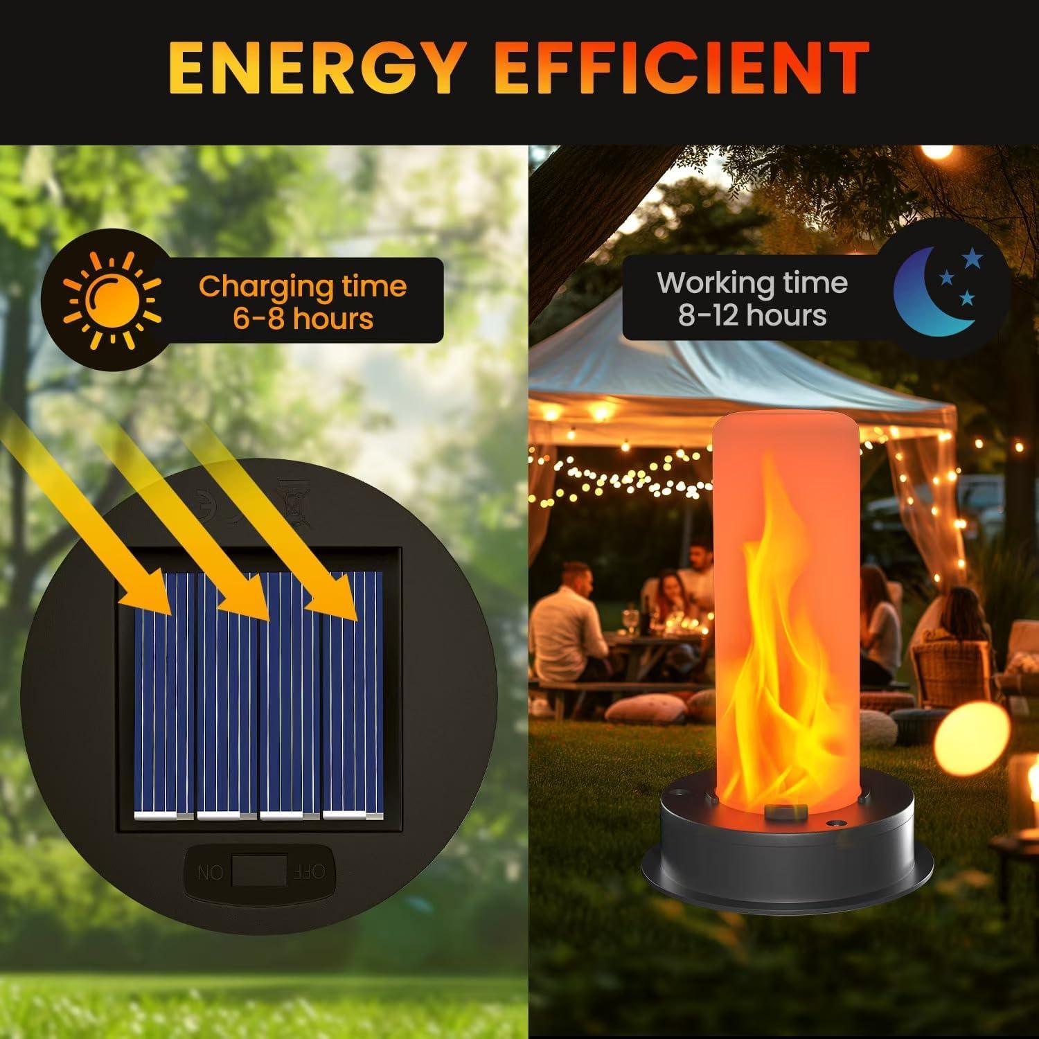 Paquete de 2 tapas de luz solar Babineto con llama LED 8.51 cm