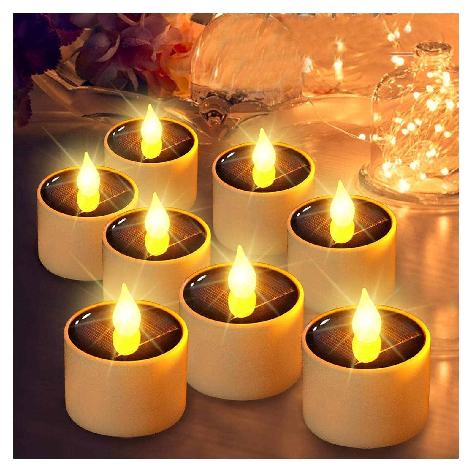 Luces de Té Solares LED Stadeco - Paquete de 8 Velas Recargables