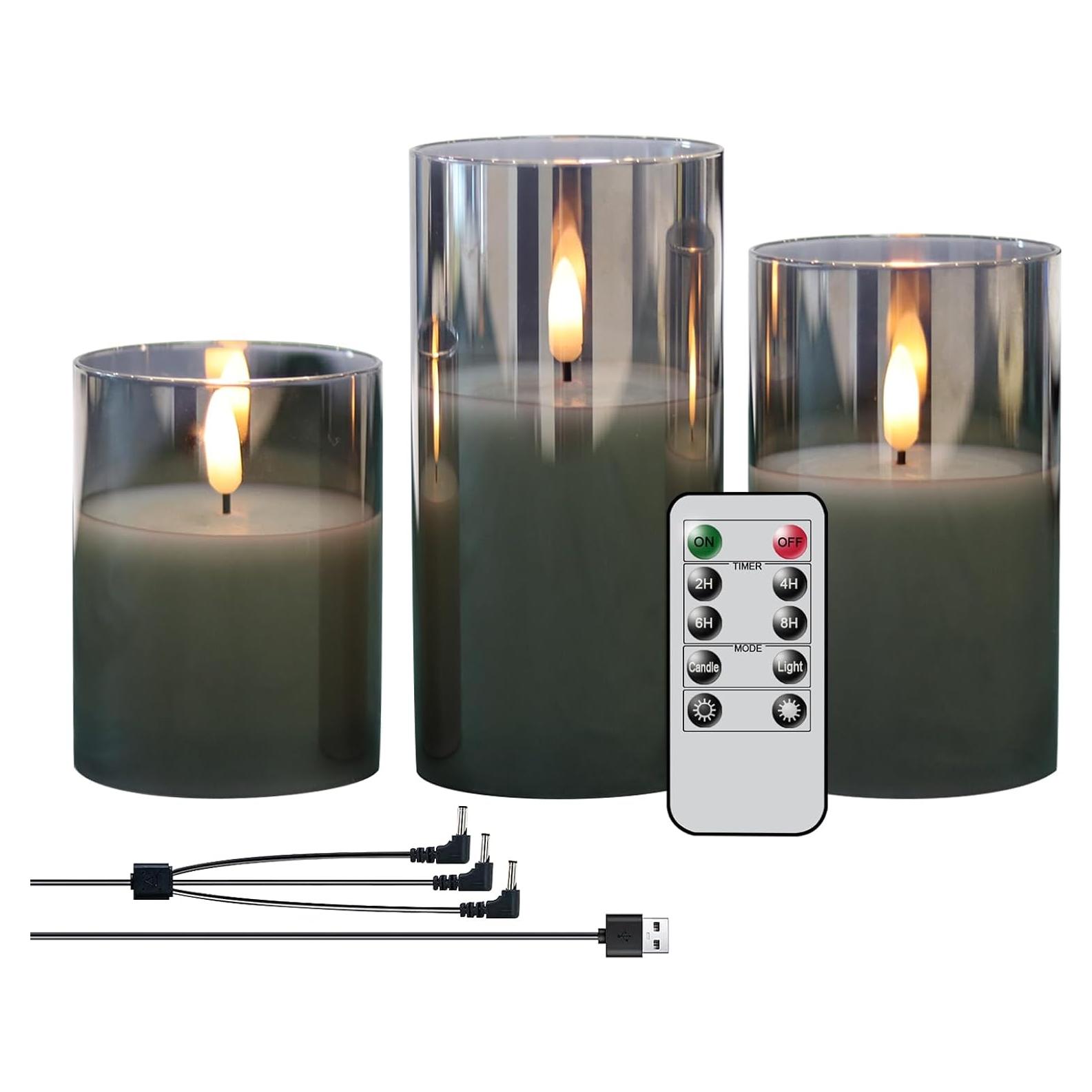 Velas LED Recargables GenSwin Sin Llama 3D Gris Cera Real