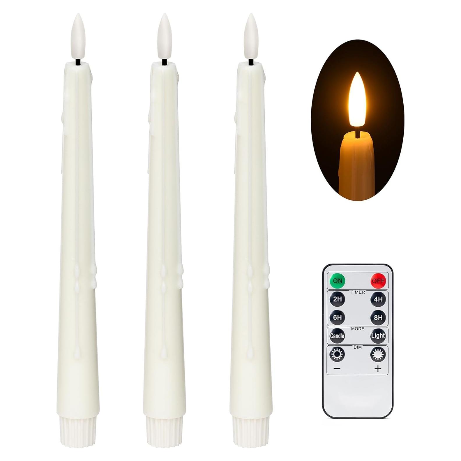 Velas LED sin Llama Stmarry Marfil 24.5 cm - Paquete de 3