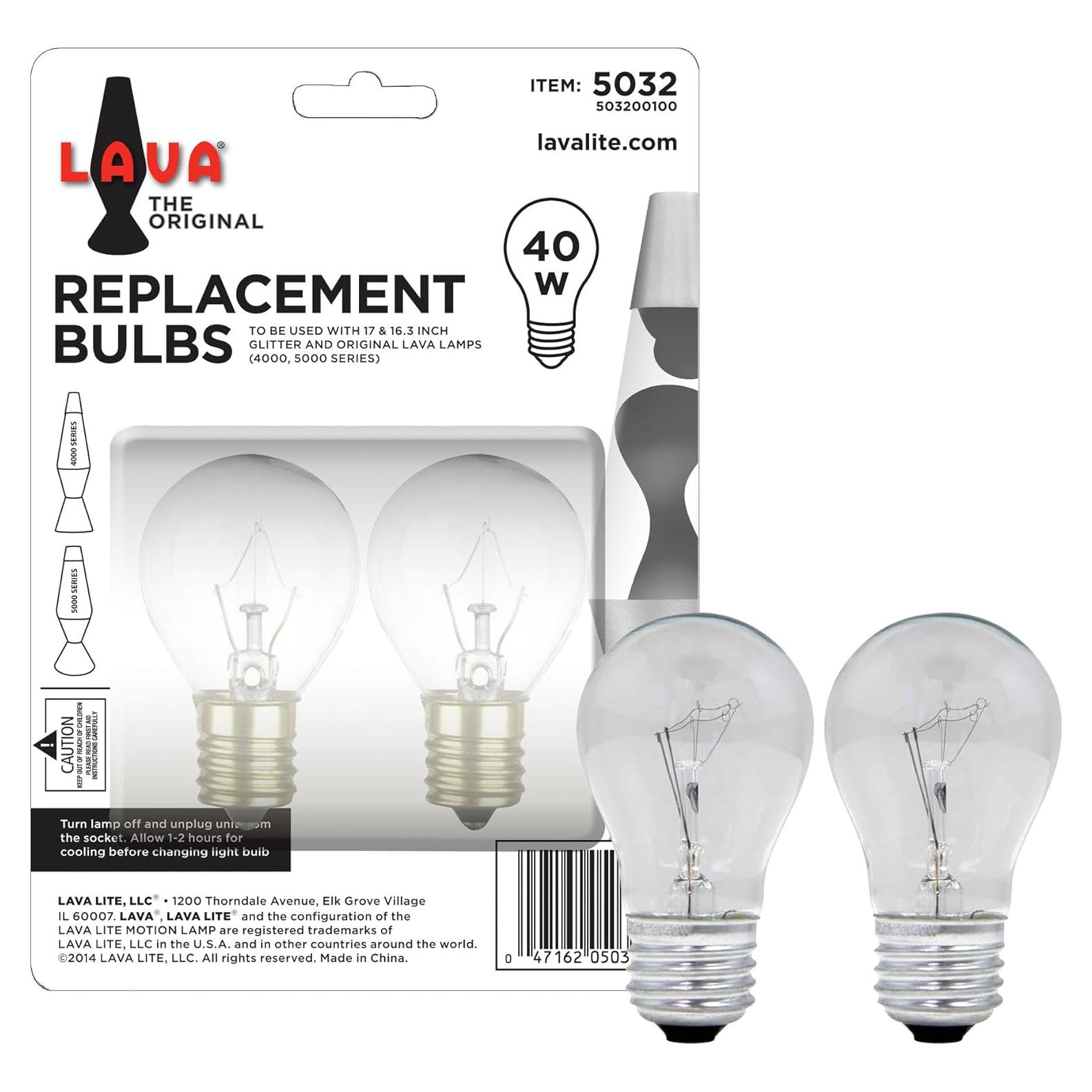 Bombilla de Reemplazo Lava 5032-6 40W Transparente 2 Unidades