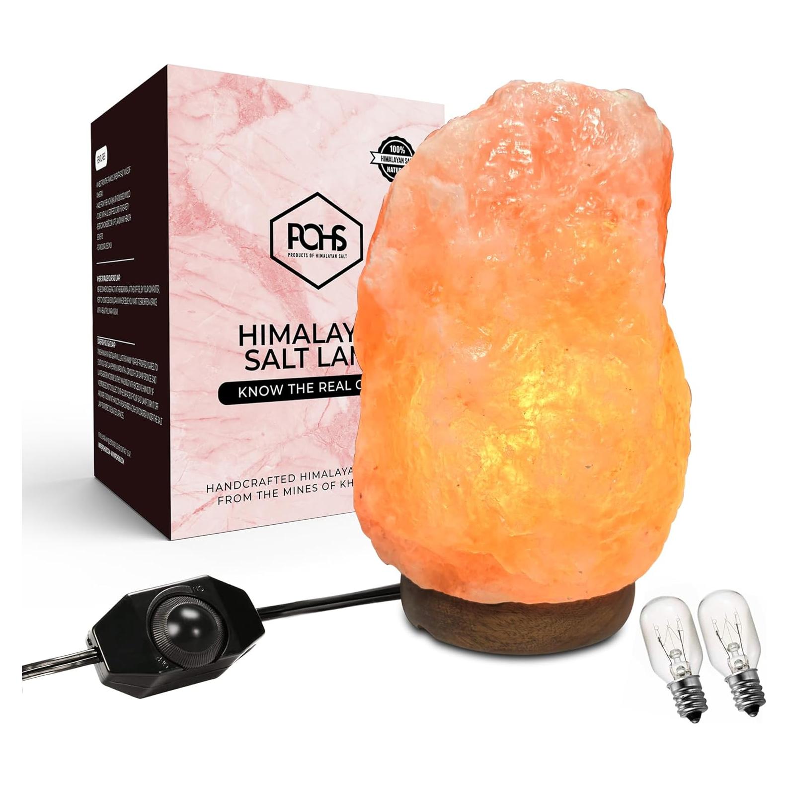 Lámpara de Sal del Himalaya POHS 10-12" Rosa con Base de Madera