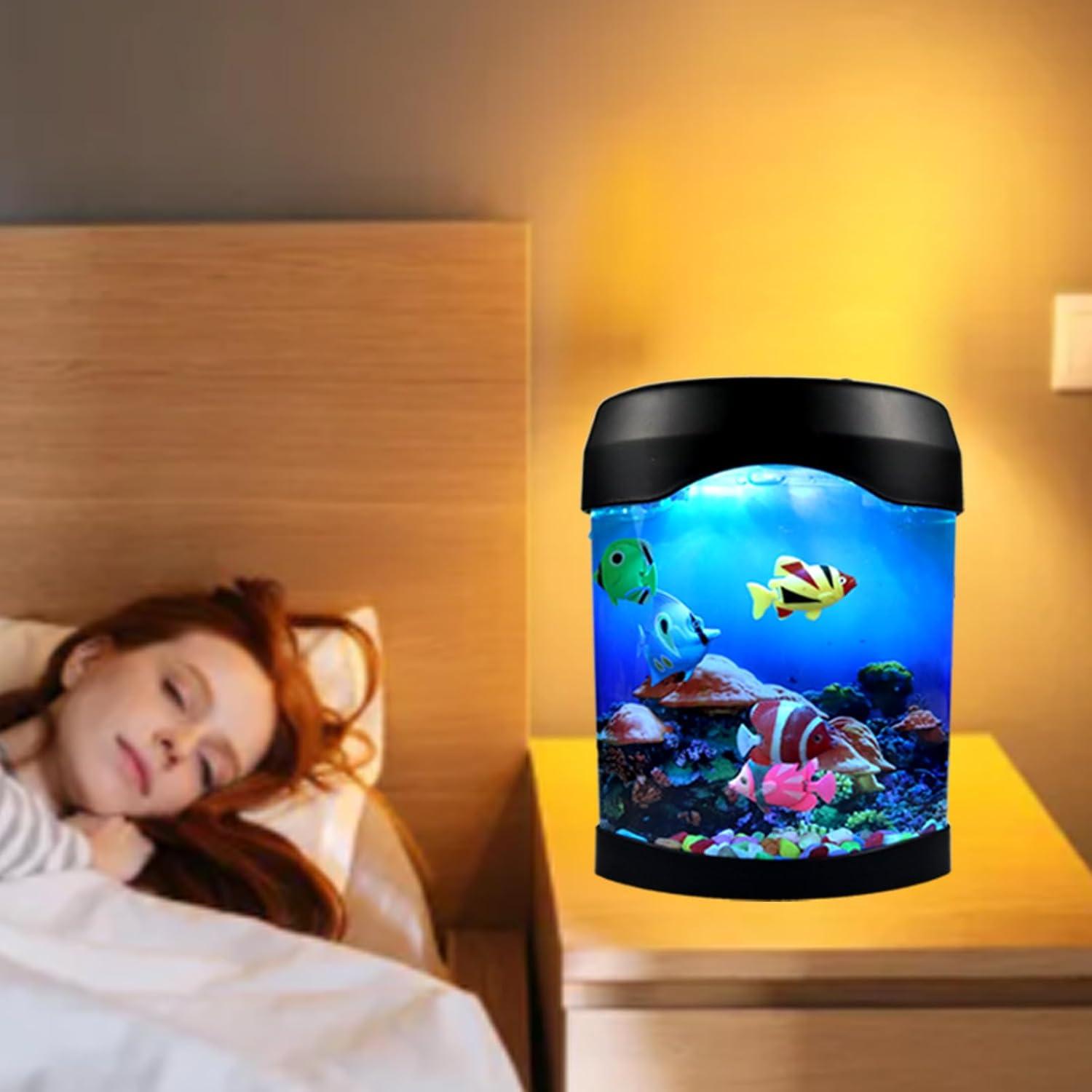Lámpara Acuario LED Toycol con 5 Peces Falsos y 7 Colores