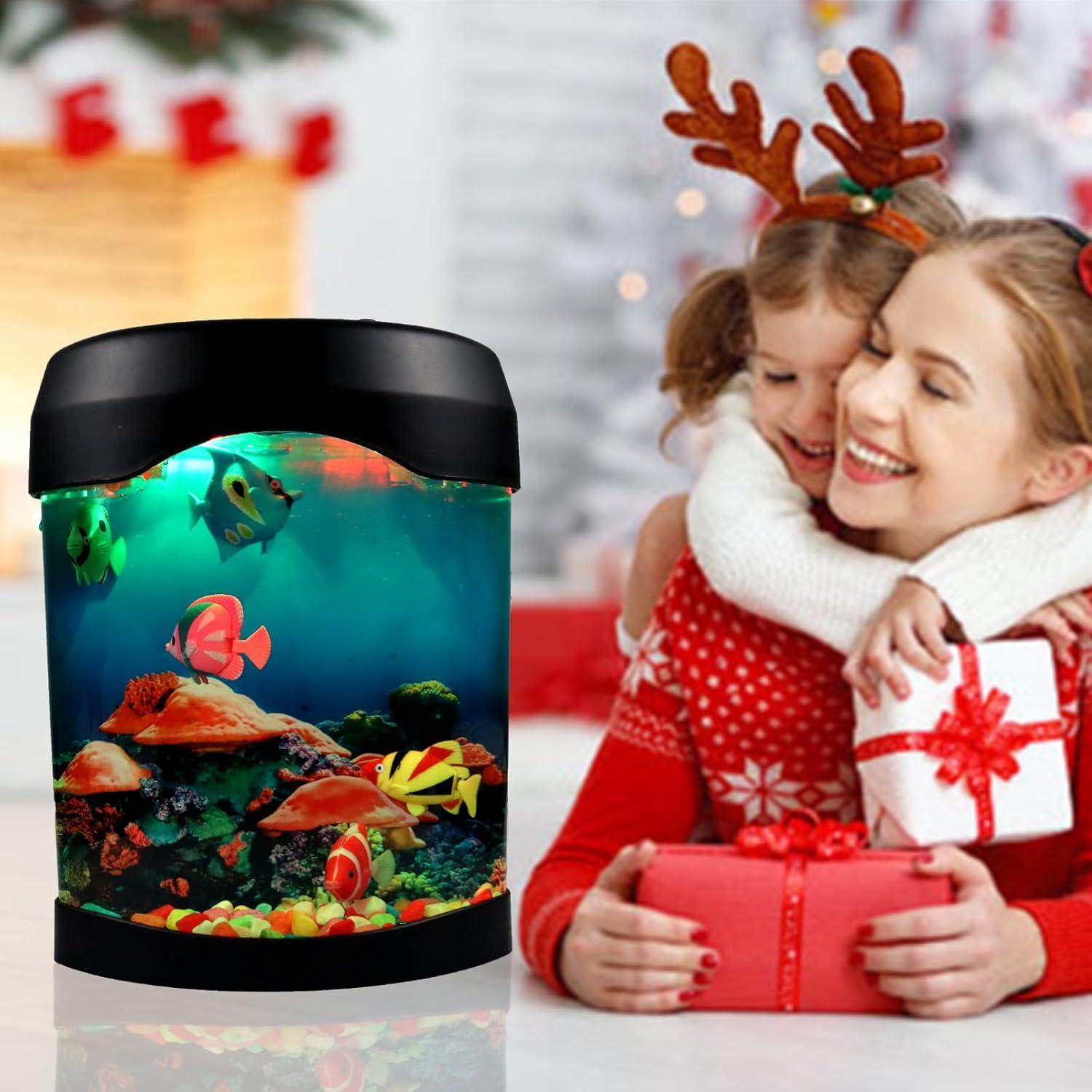 Lámpara Acuario LED Toycol con 5 Peces Falsos y 7 Colores