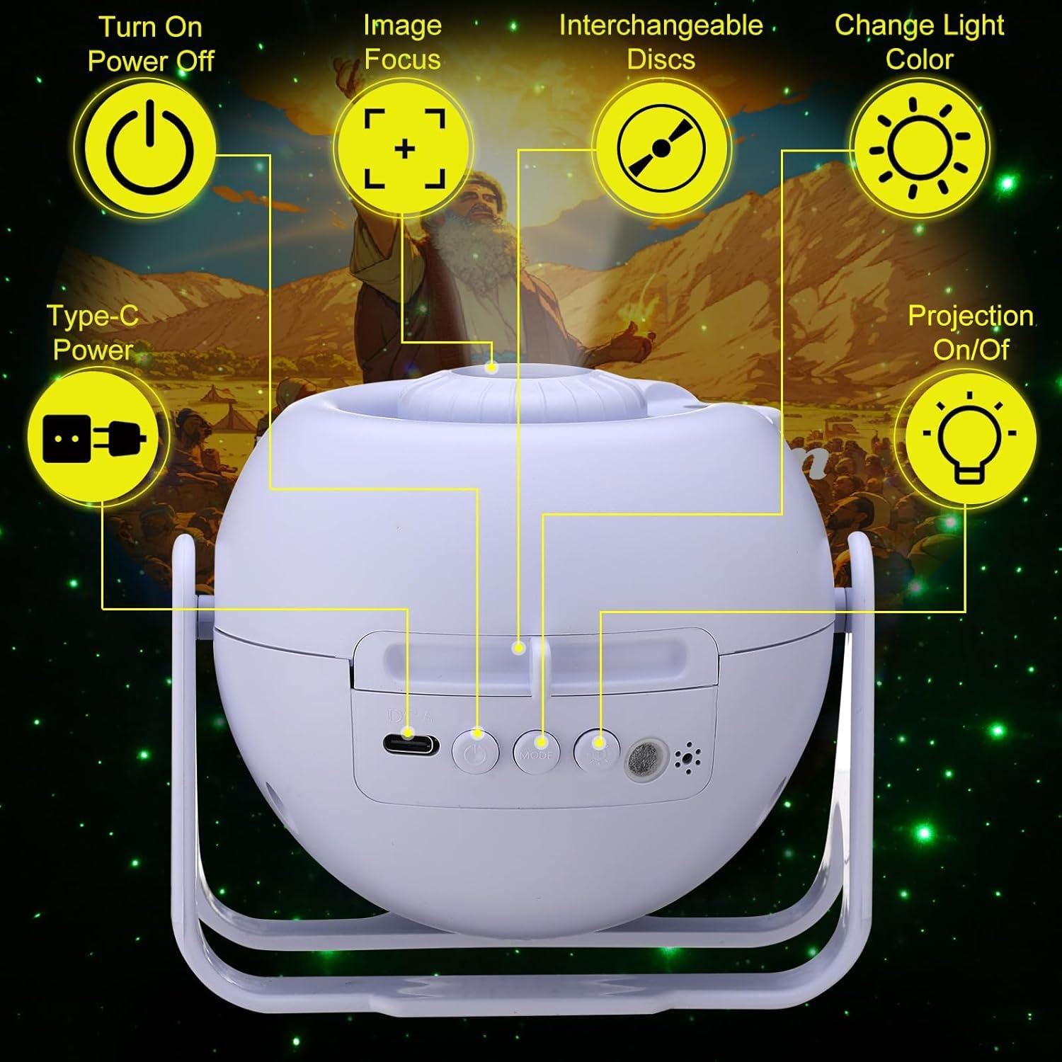 Proyector Bíblico HD Aurelema con 6 Discos Intercambiables