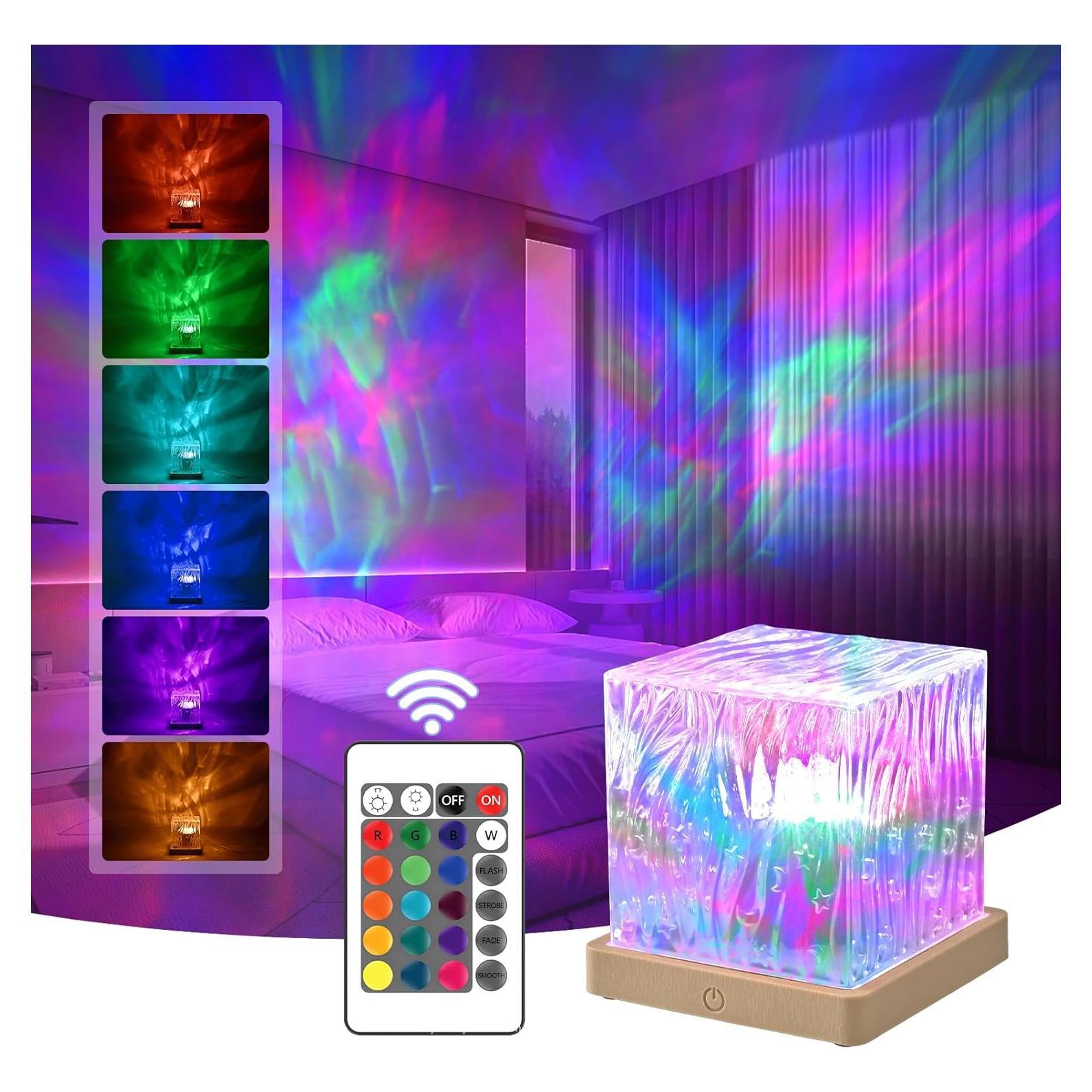 Proyector de Auroras Boreales PWWJ Lámpara Cubo 16 Colores