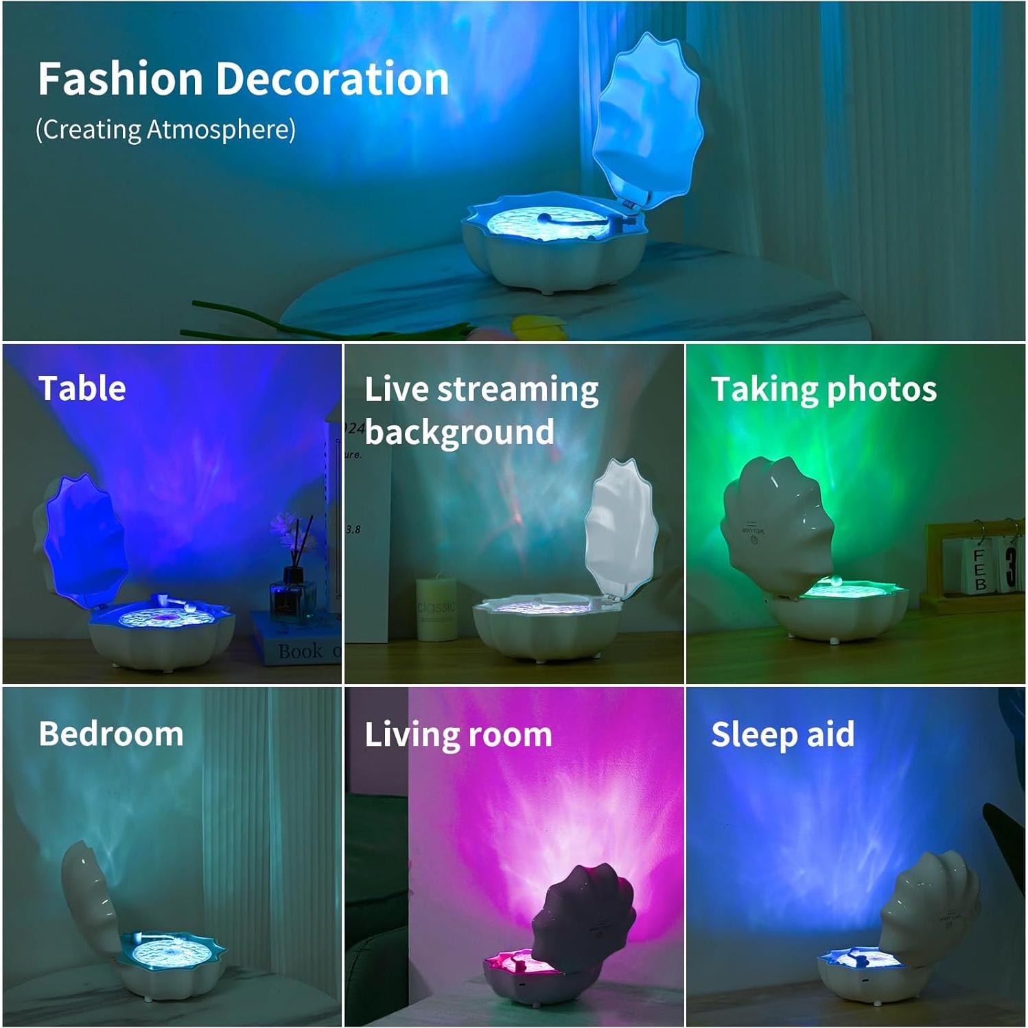 Proyector de Olas y Altavoz Bluetooth Shell001 - Luz Nocturna