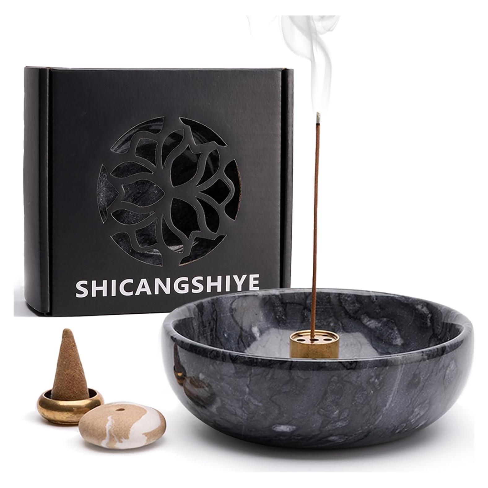 Soporte de Incienso de Mármol Natural SHICANGSHIYE 12 cm