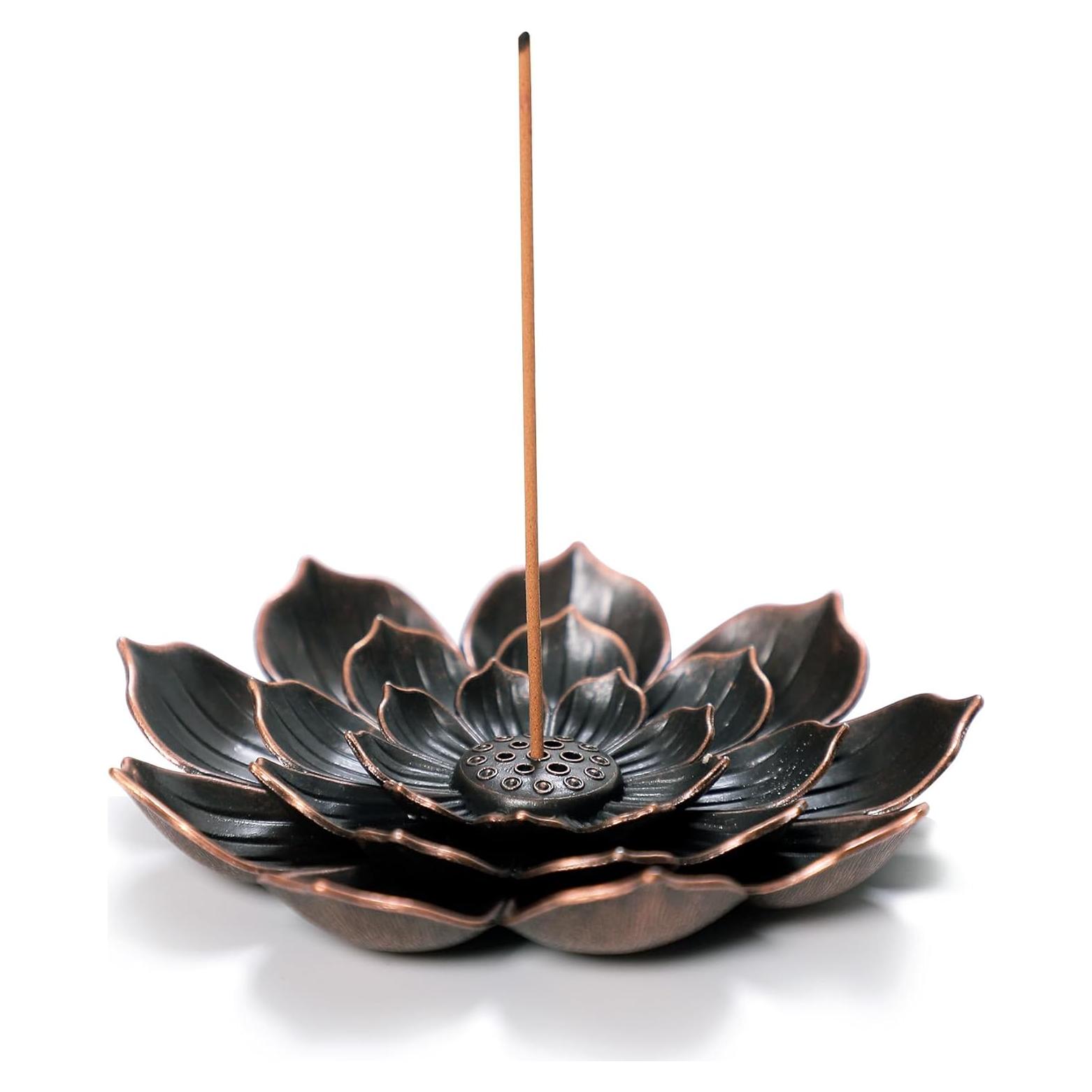 Soporte de Incienso Grande GARMOLY Loto de Zinc Desmontable